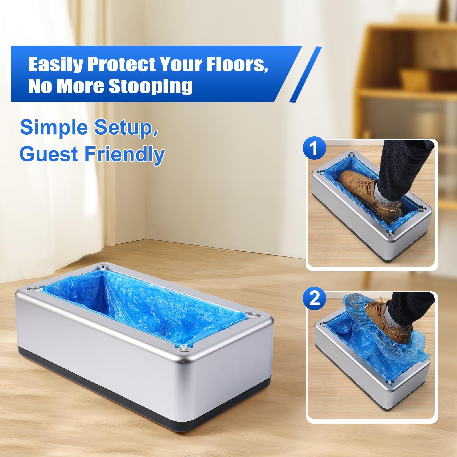 Shoe Covers Dispenser with 200pcs Shoe Cover Disposable Non Slip, User-Friendly and Reliable Shoe Cover Machine, Fits Size Up to 11 US Men, Widely Applicable in Indoor(Silver) - Image 3