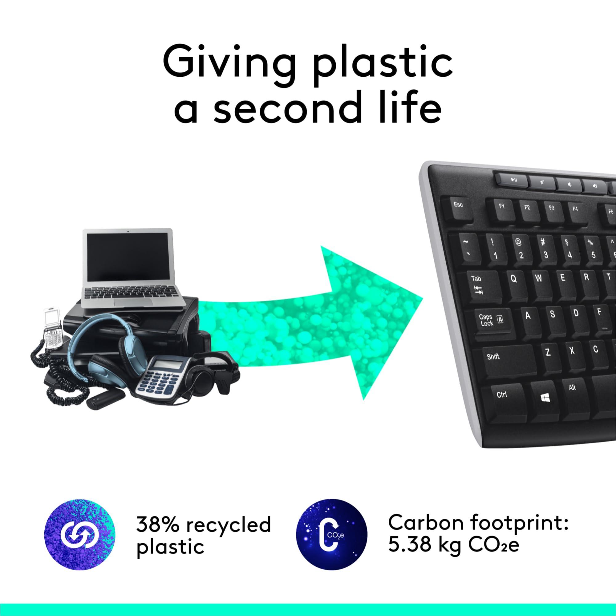 Logitech K270 Wireless Keyboard for Windows, 2.4 GHz Wireless, Full-Size, Number Pad, 8 Multimedia Keys, 2-Year Battery Life, Compatible with PC, Laptop, Black - Image 5