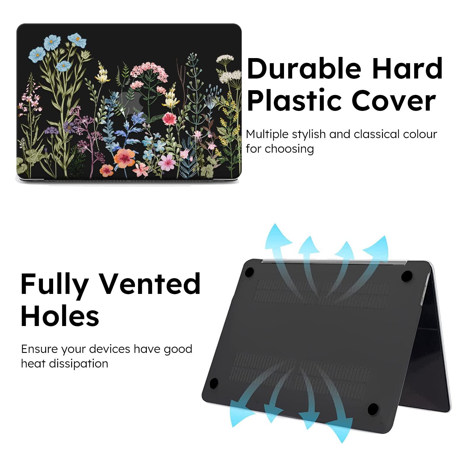 iCasso for MacBook Air 13 inch Case 2025 2024-2022 Release M4 A3240 M3 A3113 A2681 M2 with Liquid Retina Display, Hard Plastic Shell for Mac Air 13.6, TPU Keyboard Cover&Screen Protector, Weeds - Image 5