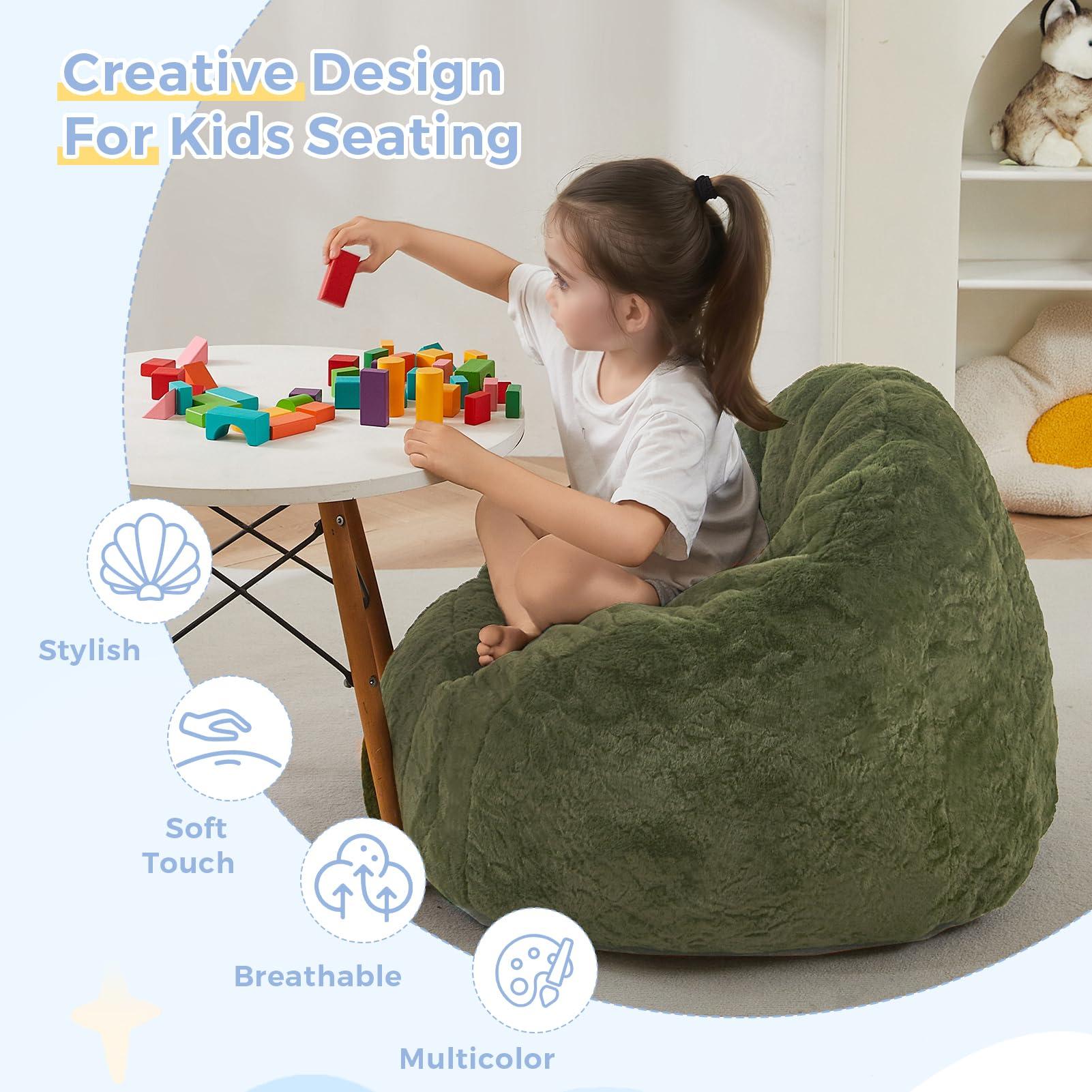 MAXYOYO Bean Bag Chair for Kids, Shell Shaped Bean Bag Couch for Boys and Girls, Toddler Chair Bean Bag Sofa for Playroom, Nursery Room, Green - Image 4