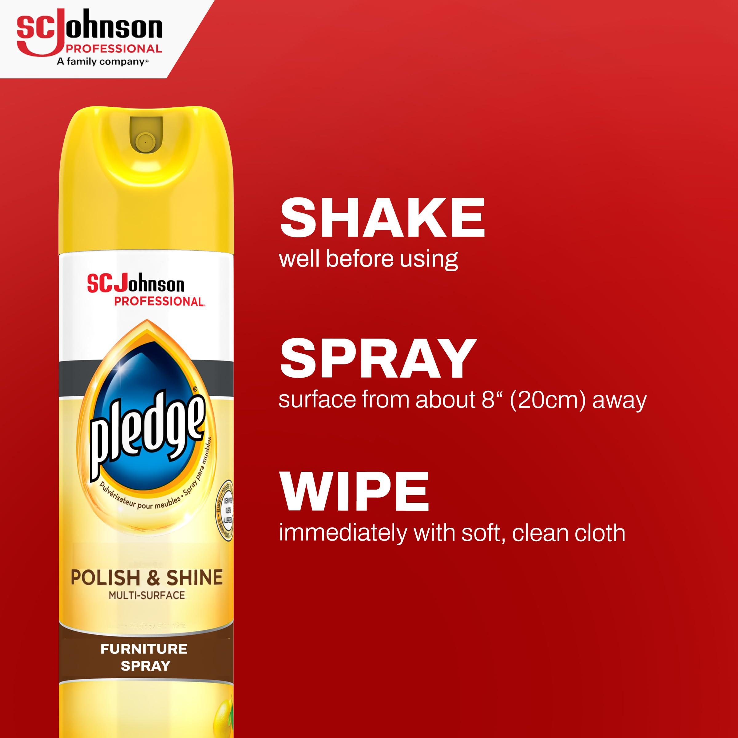 SC Johnson Professional Pledge Polish and Shine for Wood Furniture and More, Lemon Scent, 14.2 Fl Oz, Pack of 6 - Image 7