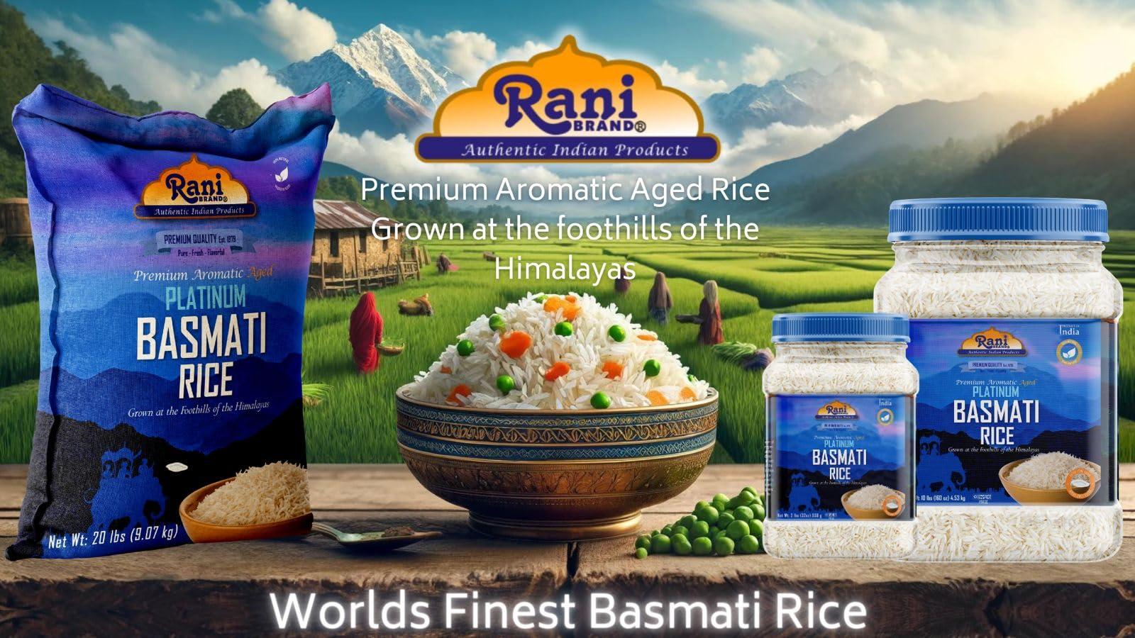 Rani Platinum White Basmati Rice Extra Long Aged 48oz (3lbs) 1.36kg PET Jar ~ All Natural | Gluten Friendly | Vegan | Indian Origin | Export Quality - Image 4