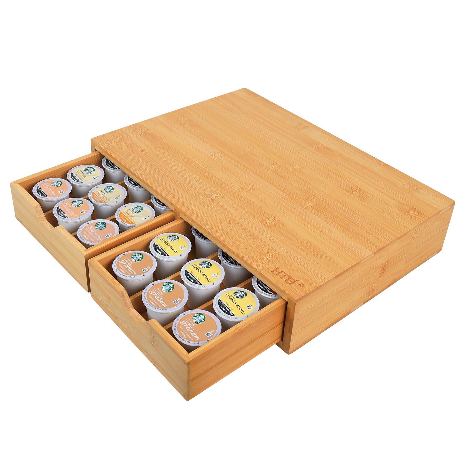 HTB K Cup Holder Compatible with K Cups,Coffee Pod Holder Holds Up 30 Cups,K Cup Organizer Storage Drawer