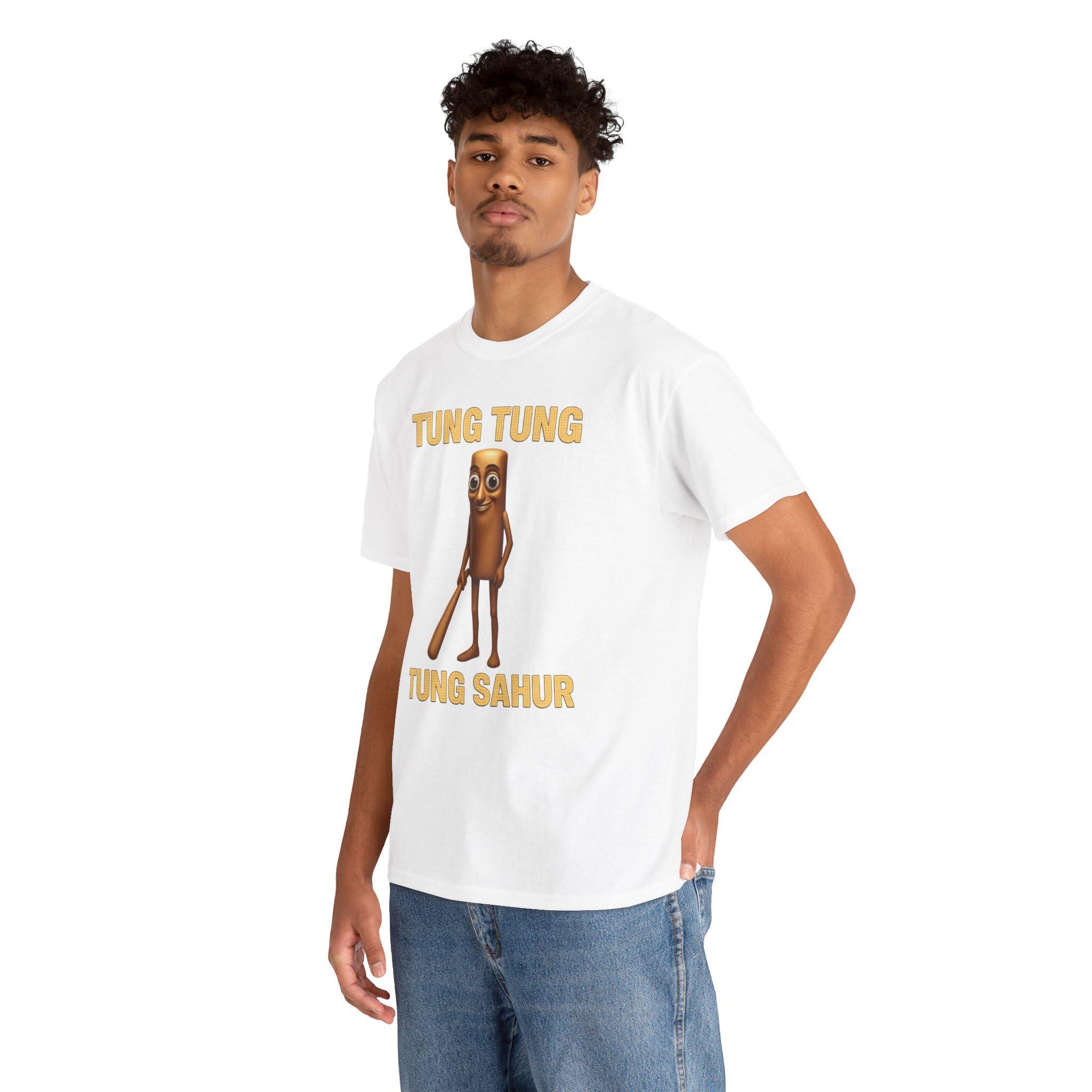 Tung Tung Tung Sahur Meme Shirt, Funny Ironic Viral T-Shirt, Unhinged Internet Humor Tee, John Pork, Tim Cheese, Cringe Core White - Image 7