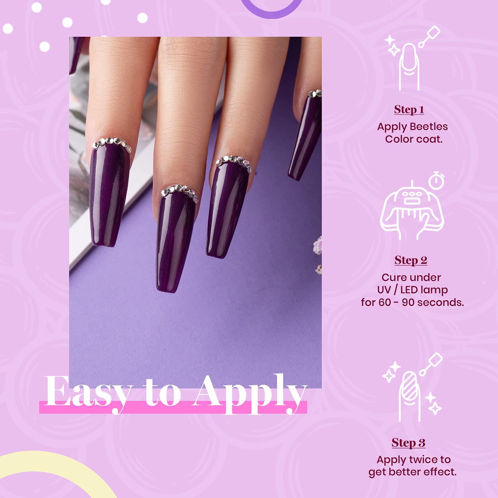 Beetles Purple Gel Nail Polish Set, 6 Colors Pastel Purple Gel Polish Glitter Pink lavender Nail Polish Soak Off U v LED Gel Nail Kit Diy Nail Art Manicure at Home Gifts for Women - Image 4