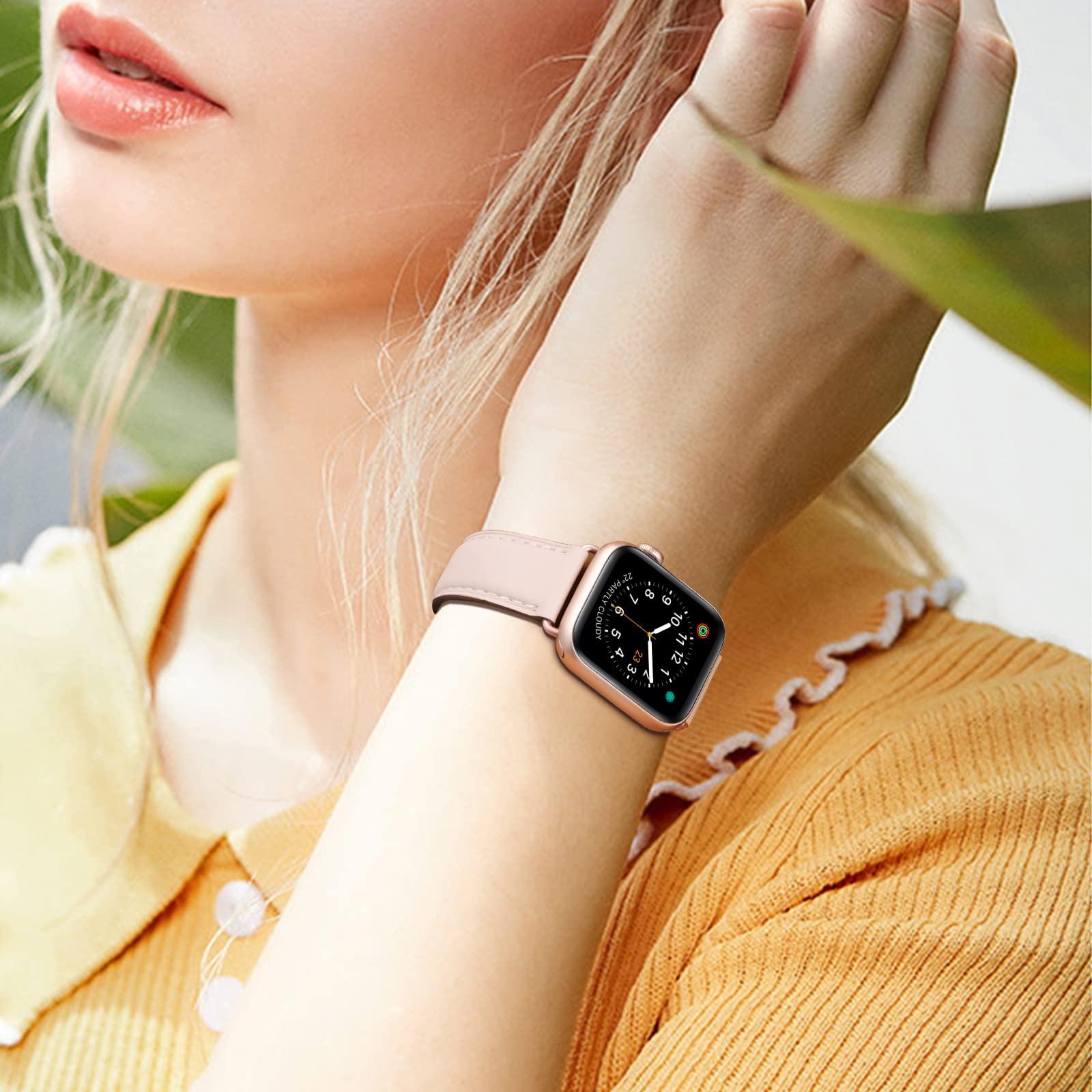 OMIU Leather Bands Compatible with Apple Watch Band 38mm 40mm 41mm 42mm 44mm 45mm 46mm 49mm, Genuine Leather Wristband Starp for iWatch SE Series 10 9 8 7 6 5 4 3 2 1 Ultra for Women Men - Image 7