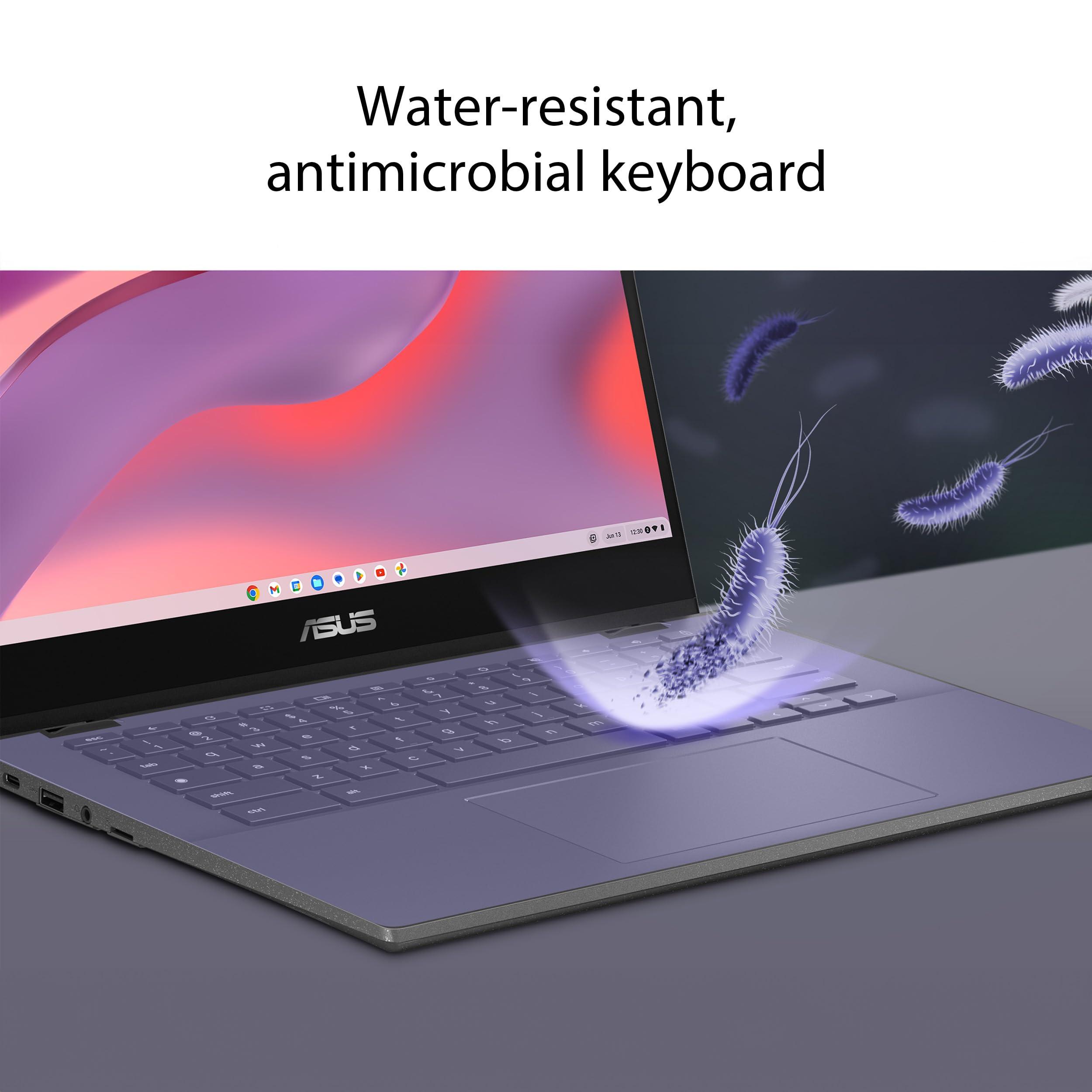 ASUS Chromebook CM14 Laptop, 14" HD Anti-Glare Display (1366x768), MediaTek Kompanio 520, 4GB RAM, 64GB eMMC, ChromeOS, Gray, CM1402CM2A-DS44, Gravity Grey - Image 6