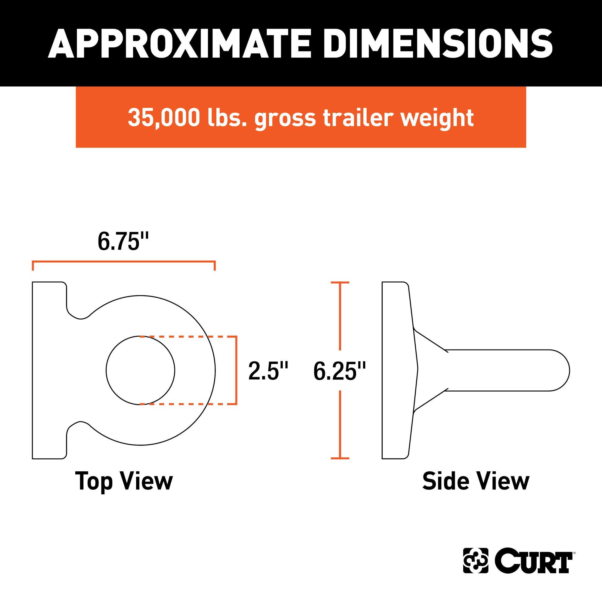 CURT 48550 Black Steel Pintle Hitch Lunette Ring 2-1/2-Inch ID, 35,000 lbs, 4-1/2-Inch Bolt Pattern - Image 2
