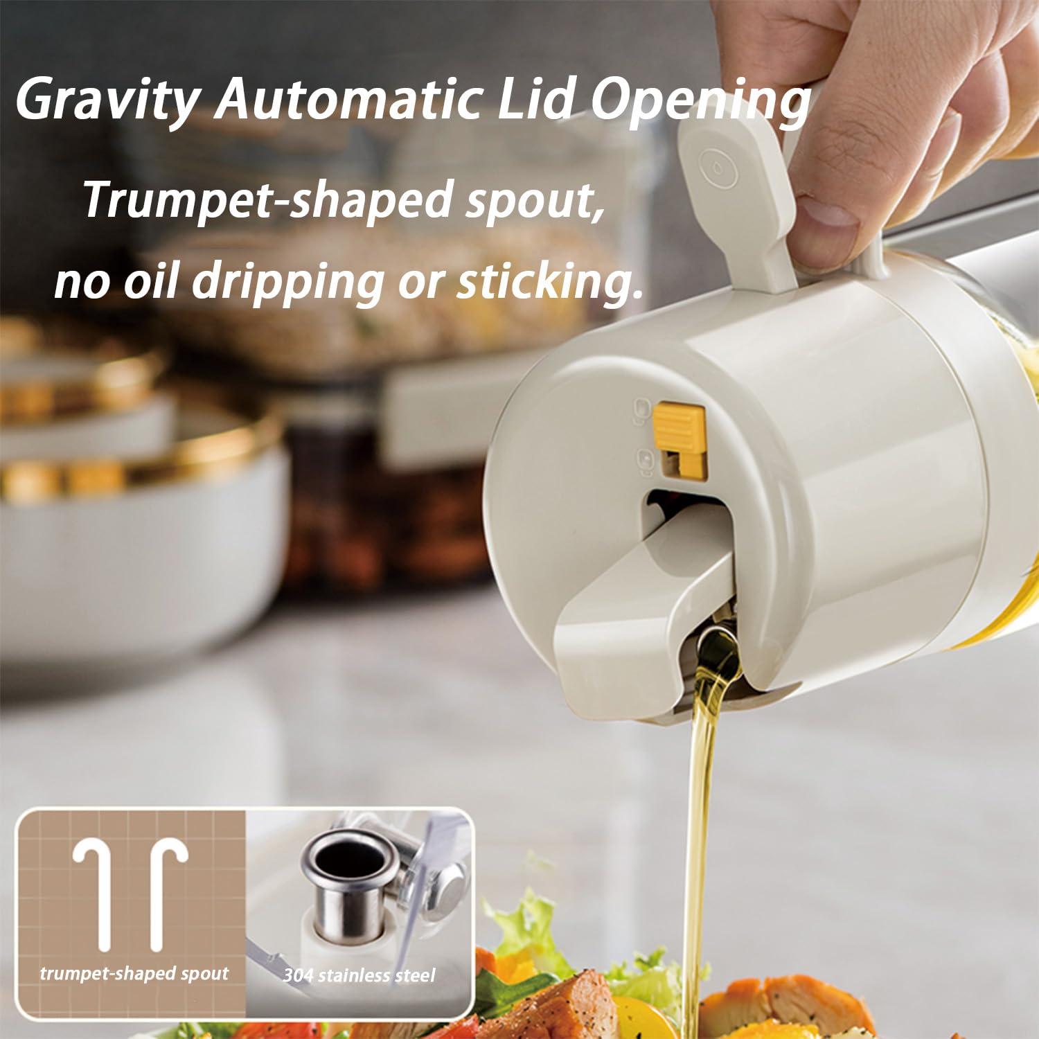 JANSSE 2 in 1 Glass Oil Sprayer and Dispenser for Kitchen, 550ml Olive Oil Bottle, Leakproof Food-Grade Oil Mister & Pourer for Air Fryer, BBQ, Salad, Baking - Image 4