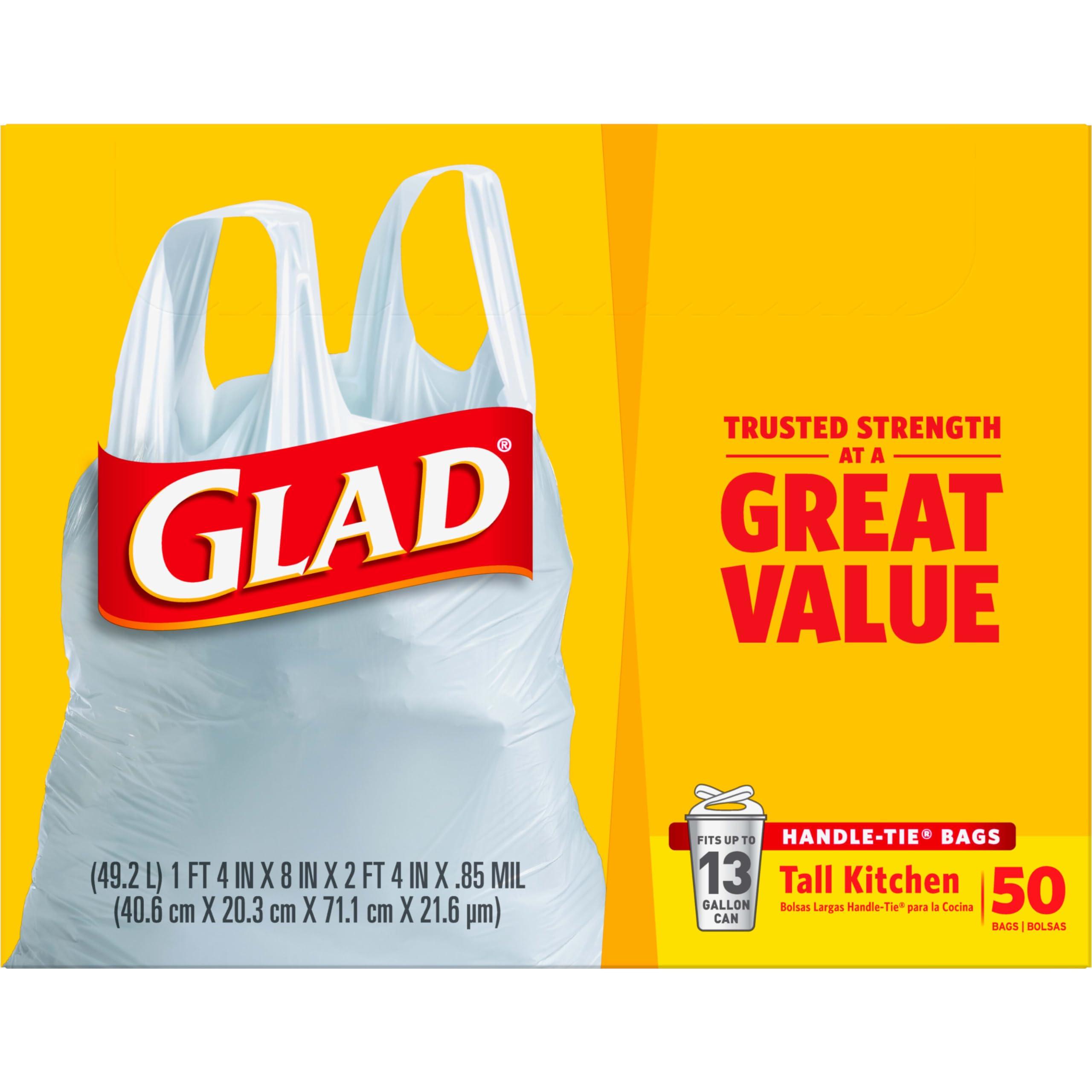 Glad Tall Kitchen Handle-Tie Trash Bags, 13 Gallon White Trash Bag, 50 Ct (Package May Vary) - Image 3