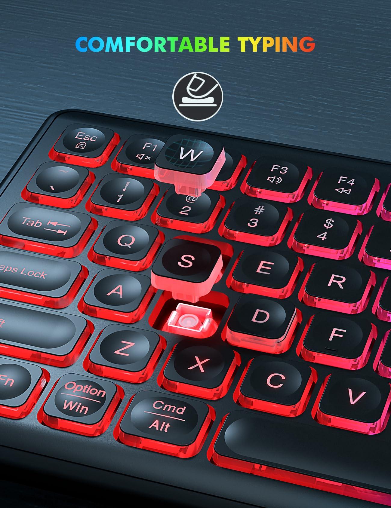 Wireless Keyboard and Mouse Combo - RGB Backlit, Rechargeable & Light Up Letters, Full-Size, Ergonomic Tilt Angle, Sleep Mode, 2.4GHz Quiet Keyboard Mouse for Mac, Windows, Laptop, PC - Image 9