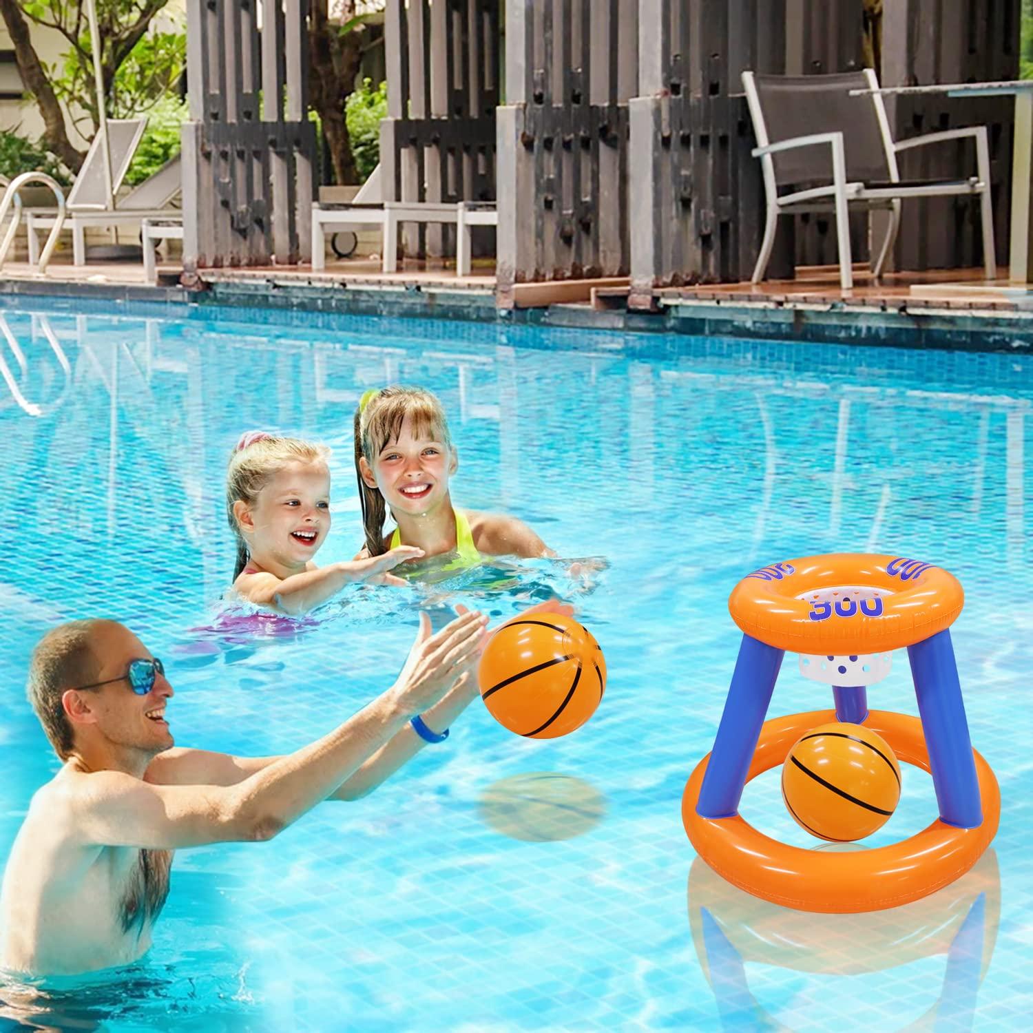 Gemle Pool Toys Games Set,Pool Basketball Hoop Inflatable Cross Ring Toss Game and Inflatable Cactus Kids for Teens Adults and Family (3 Set Water Toys) - Image 6