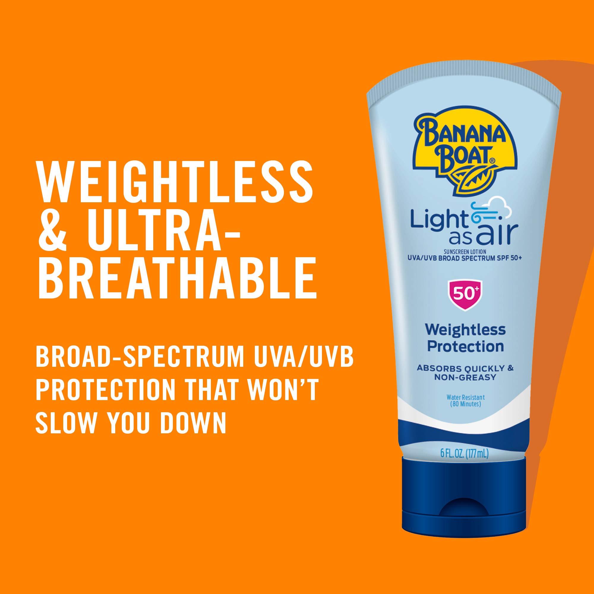 Banana Boat Light As Air Sunscreen Lotion SPF 50 Twin Pack | Lightweight & Non-Greasy Lotion Sunscreen SPF 50, Sunblock, Oxybenzone-Free, 6oz each - Image 3