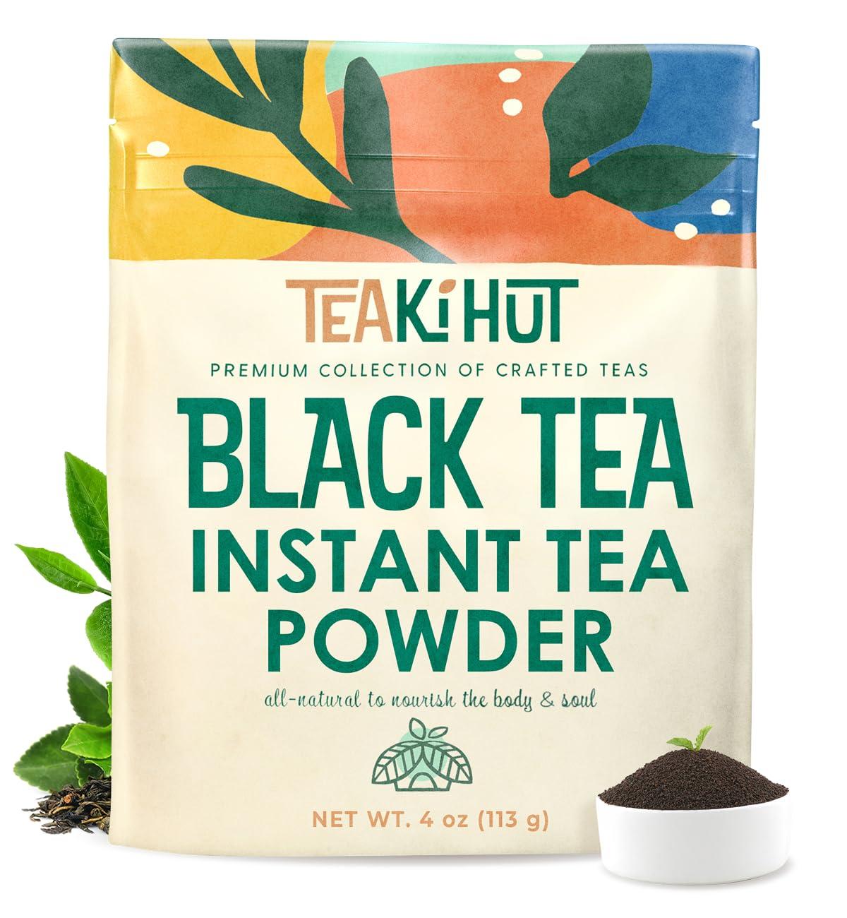 TEAki Hut Instant Black Tea Powder, 4 oz, Black Tea Powdered BlackTea for Hot and Cold Beverages, Refreshing Instant Tea Powder, Unsweetened Tea, 113 Servings