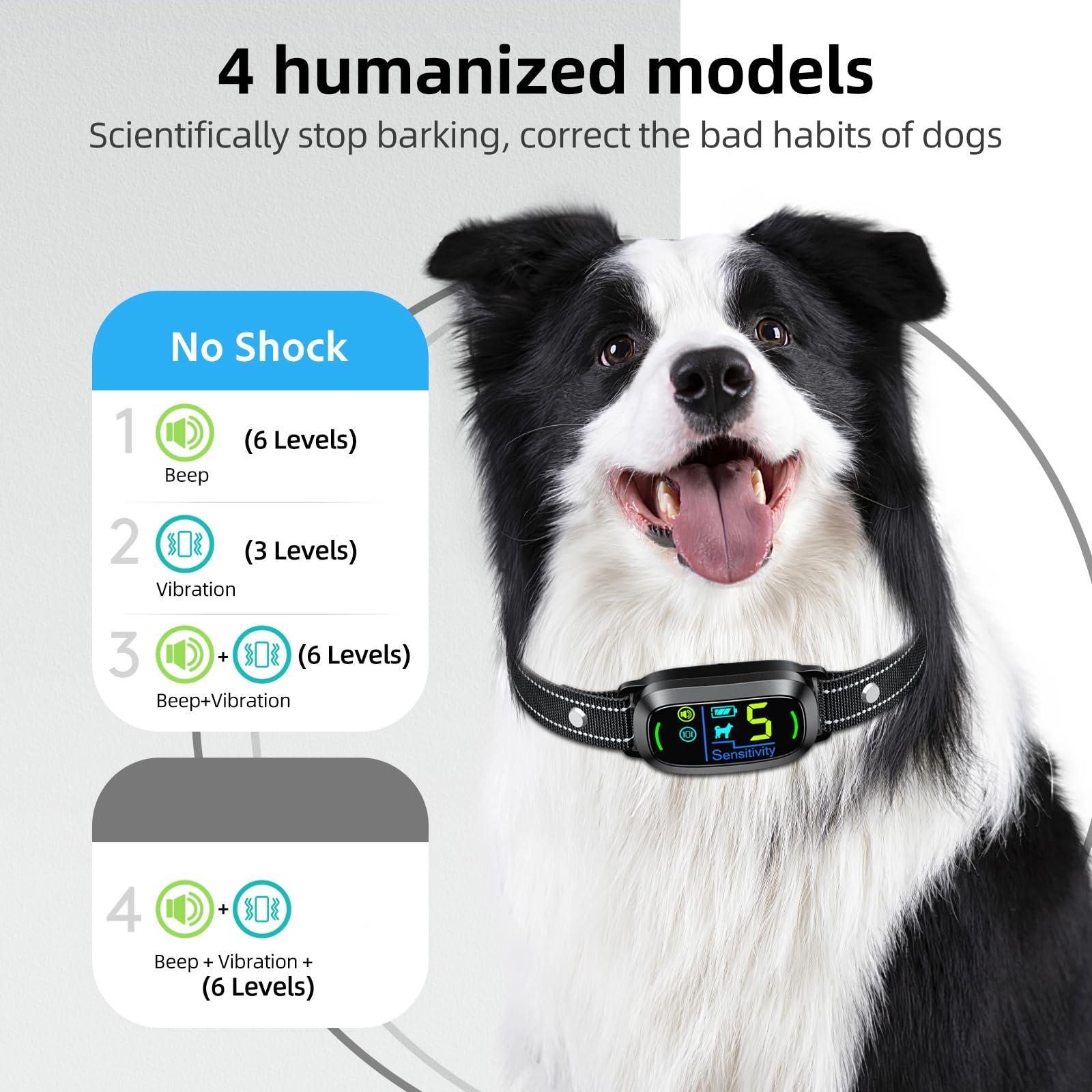 FAFAFROG Dog Bark Collar for Large Medium Small Dogs, Rechargeable Smart Bark Collar, Anti Barking Training Collar with 5 Adjustable Sensitivity Beep Vibration (Black) - Image 3