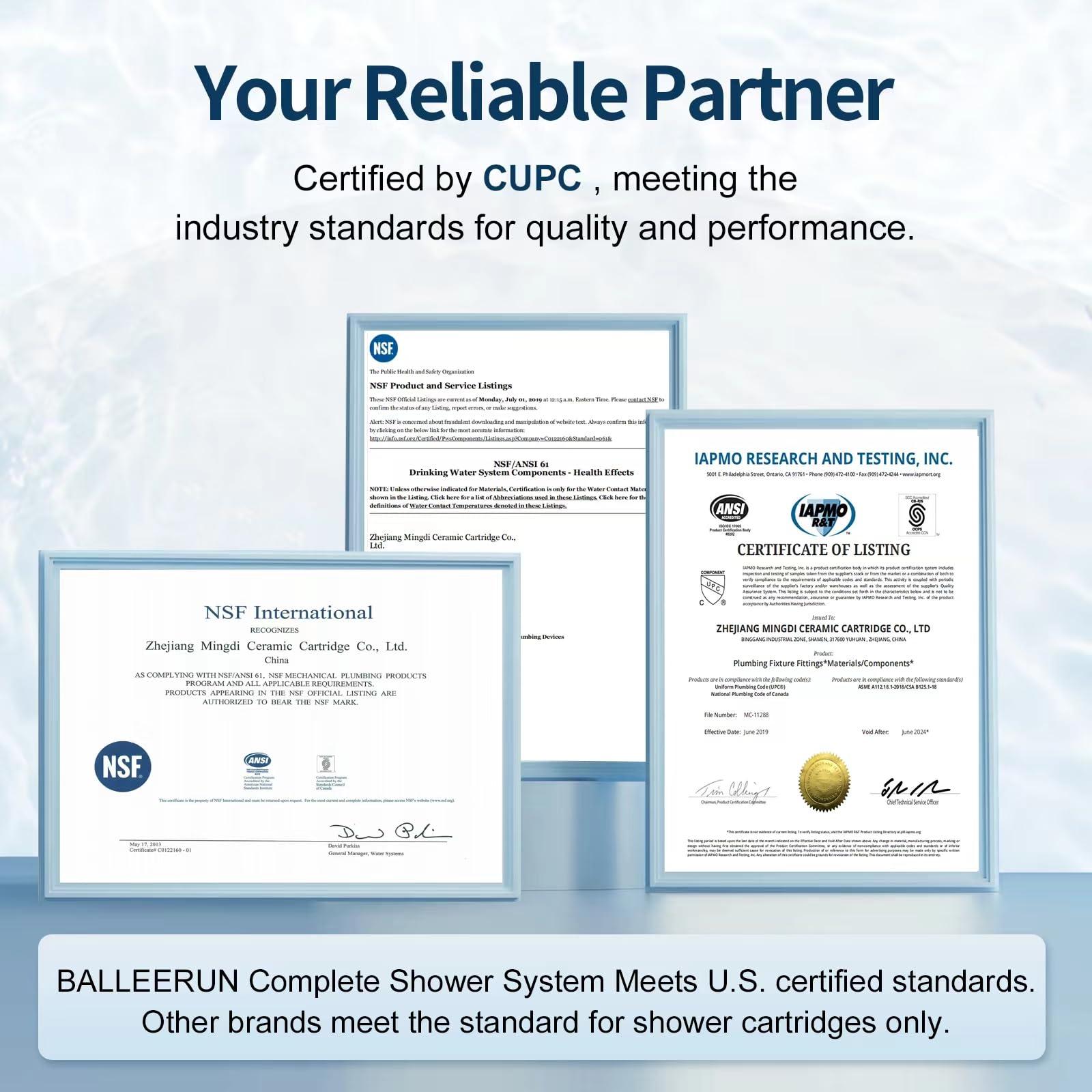 BALLEERUN Shower Faucet Kit 10-Inch Matte Black Showerhead and Handle Kit Bathroom Deluxe Rain Shower Combo Kit with Square Rain Showerhead and High-Pressure Handheld Sprayer Shower Valve - Image 3