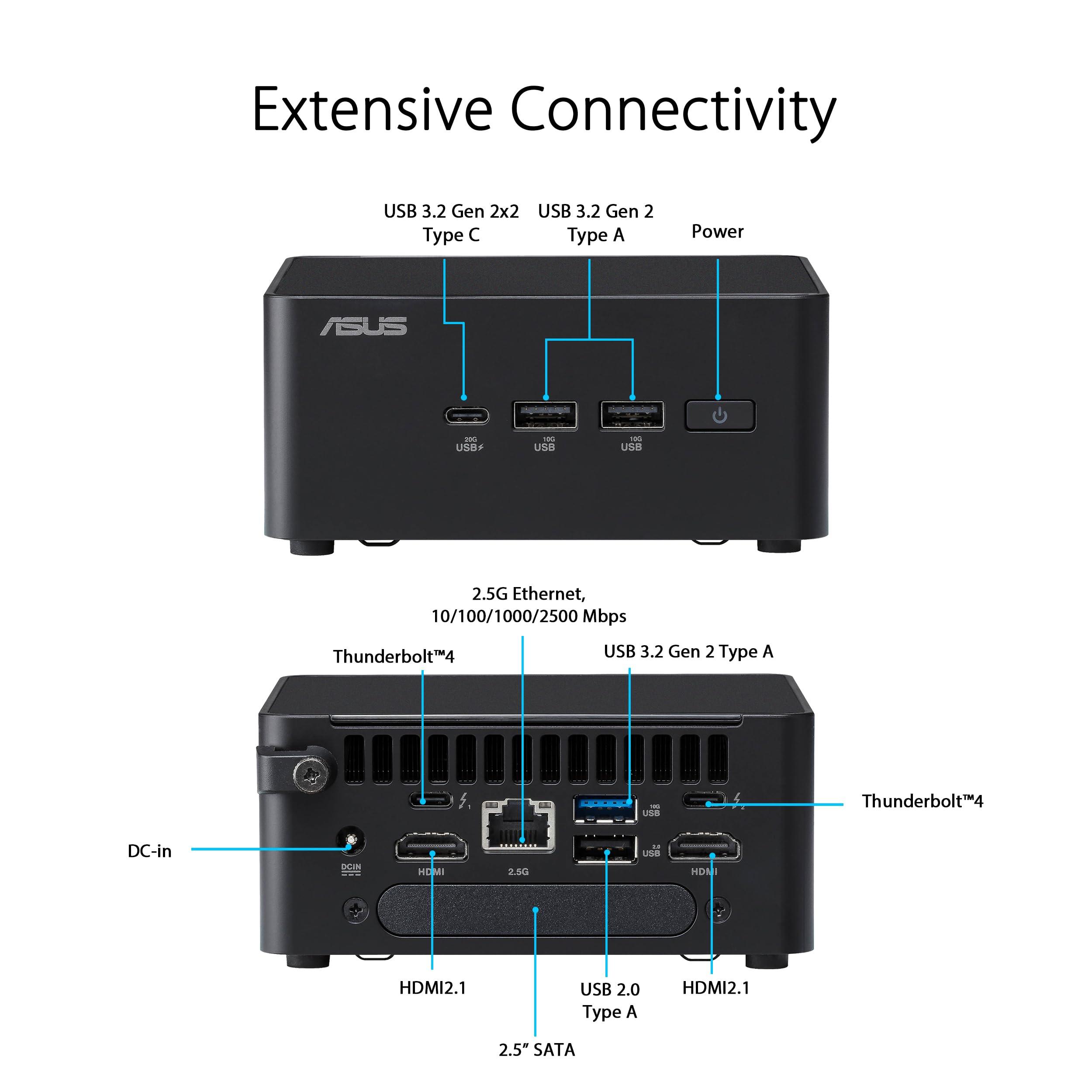 ASUS NUC 14 Pro Tall Full System Mini PC with Intel 14th Gen Core Ultra 7 155H, 32GB DDR5 RAM, 1TB PCIe G4x4 NVMe SSD, Thunderbolt 4,Win 11 Pro, Toolless Chassis Access, VESA Mount Included - Image 3