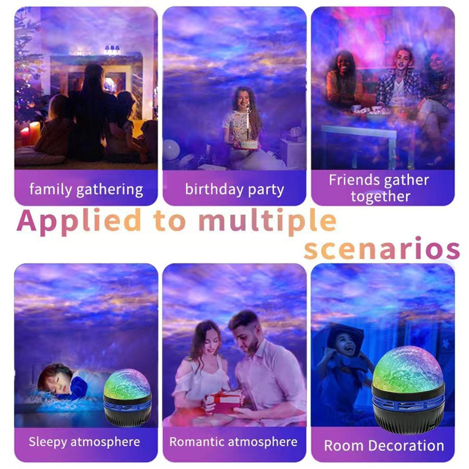Xugenxes 2-in-1 Northern Lights & Waves Projector, Aurora Northern Lights Projector, 14 Light Effects, Bedroom, Party, LED Color Changing Light for Home Decoration (1pc) - Image 2