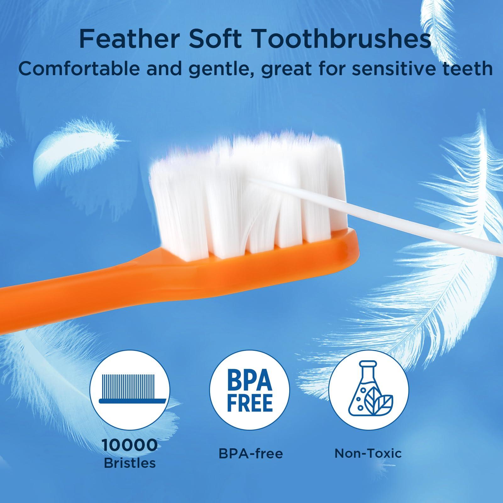 Oralphi Extra Soft Toothbrush for Sensitive Gums, Wide Head Soft Bristle Toothbrush with 10000 Soft Flossing Micro Nano Bristles for Adults, Pregnant Women, Elderly, Braces - Image 2