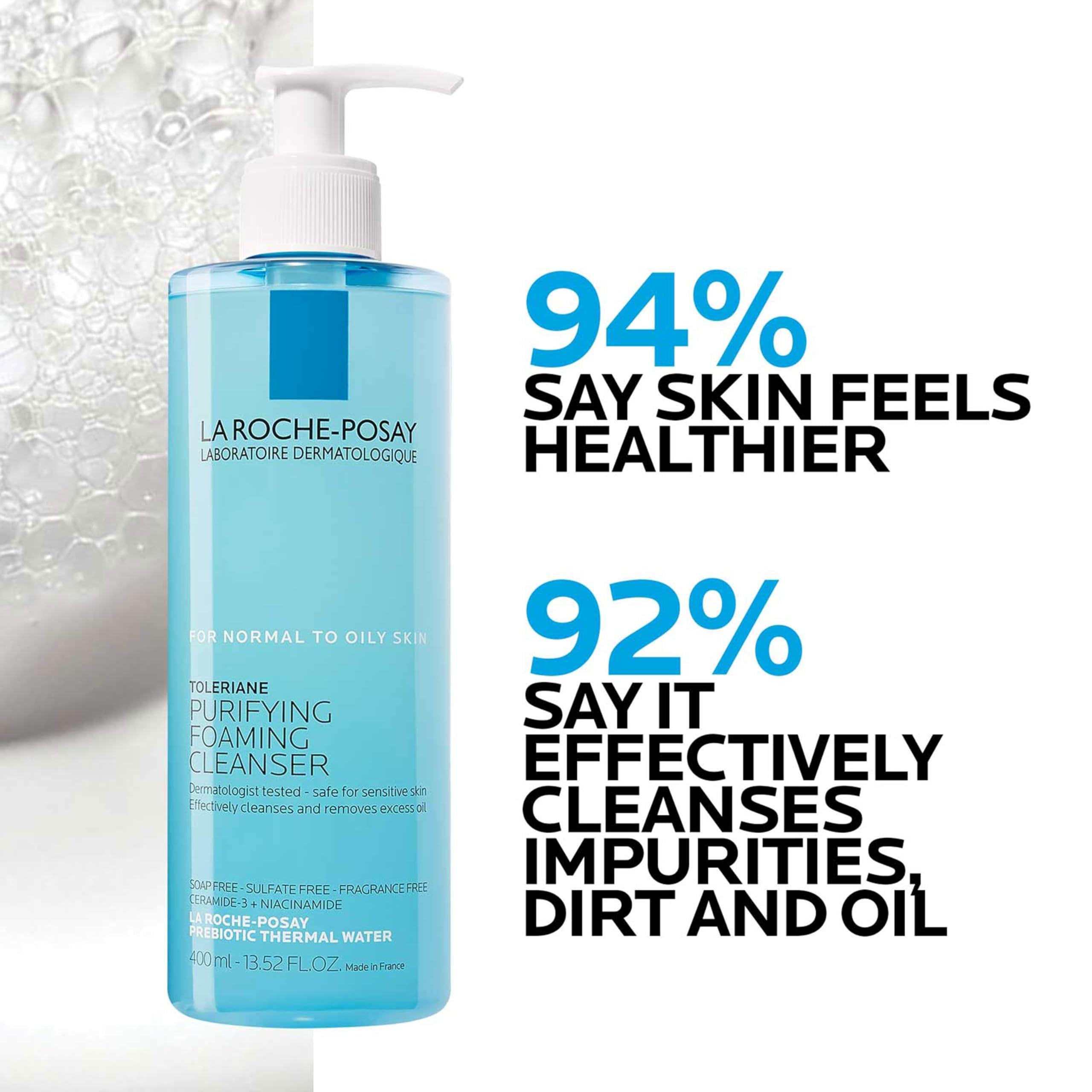 La Roche-Posay Toleriane Purifying Foaming Facial Cleanser, Oil Free Face Wash for Women & Men with Niacinamide + Ceramides, Pore Cleanser Safe For Sensitive Skin, Won’t Dry Out Skin, Soap Free - Image 4