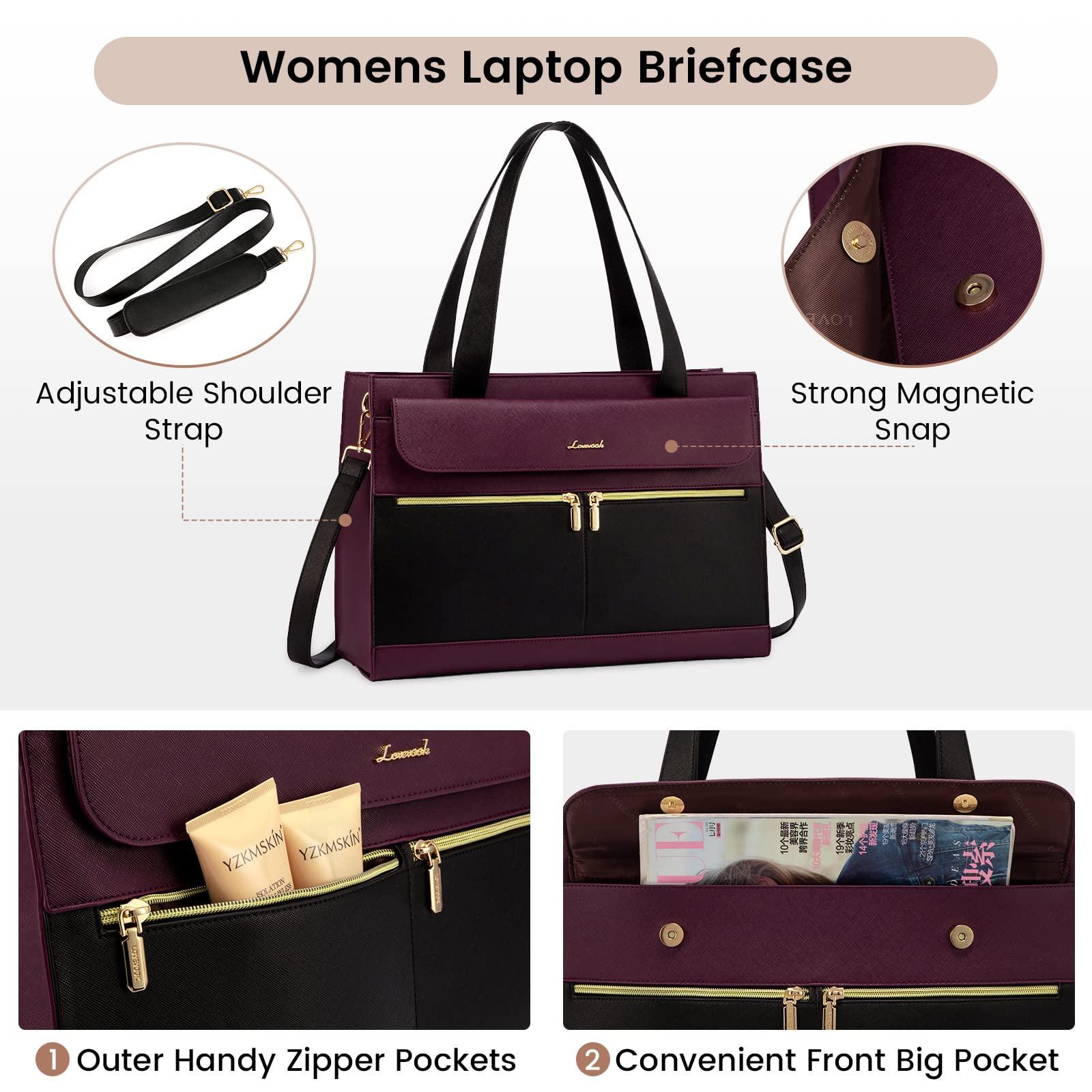 LOVEVOOK Laptop Bag for Women 15.6 Inch Tote Work Professional Leather Computer Briefcase Waterproof Handbag Shoulder Large Capacity Business Teacher Office Crossbody Purse - Image 4