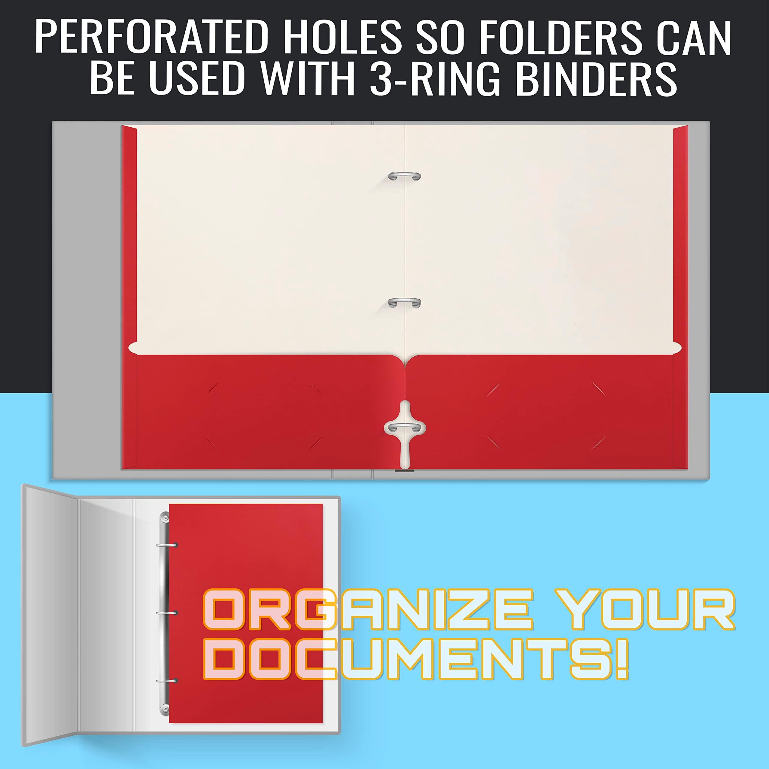Better Office Products Two Pocket Portfolio Folders, 50-Pack, RED, Letter Size Paper Folders, 50 Pieces, Red - Image 5