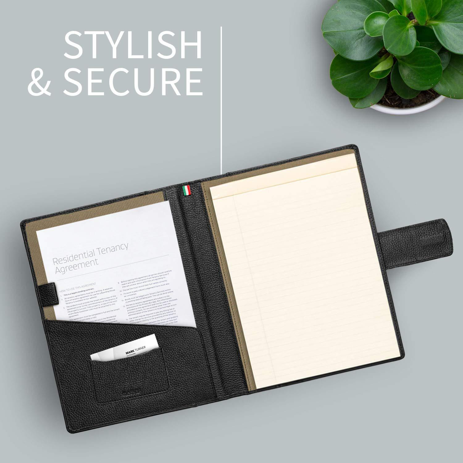 Maruse Italian Leather Executive Padfolio, Folder Organizer with Magnetic Closure and Writing Pad, Handmade in Italy, Black - Image 5