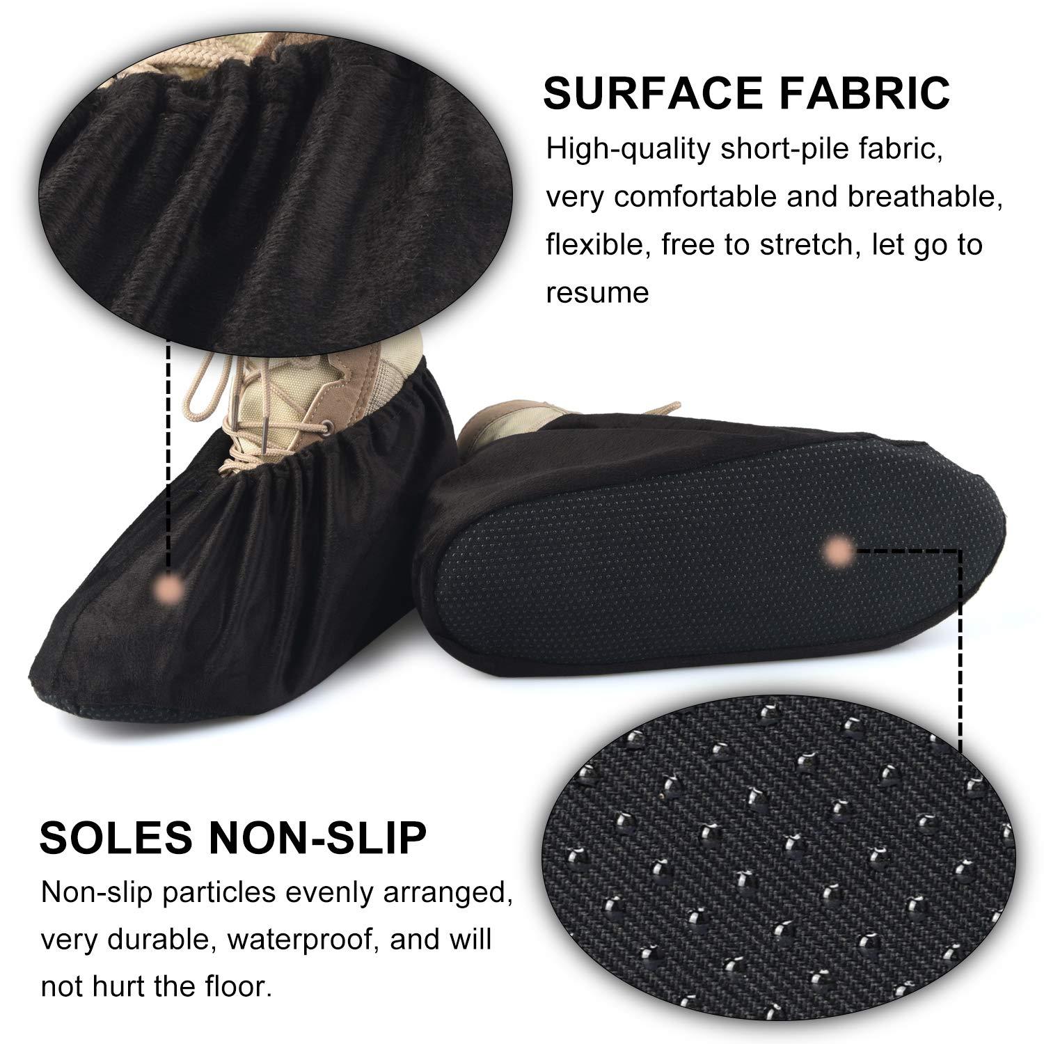 PlasMaller 10 Pairs Black Non Slip Washable Reusable Shoe Covers For Household Thickened Boot Covers, L - Image 3