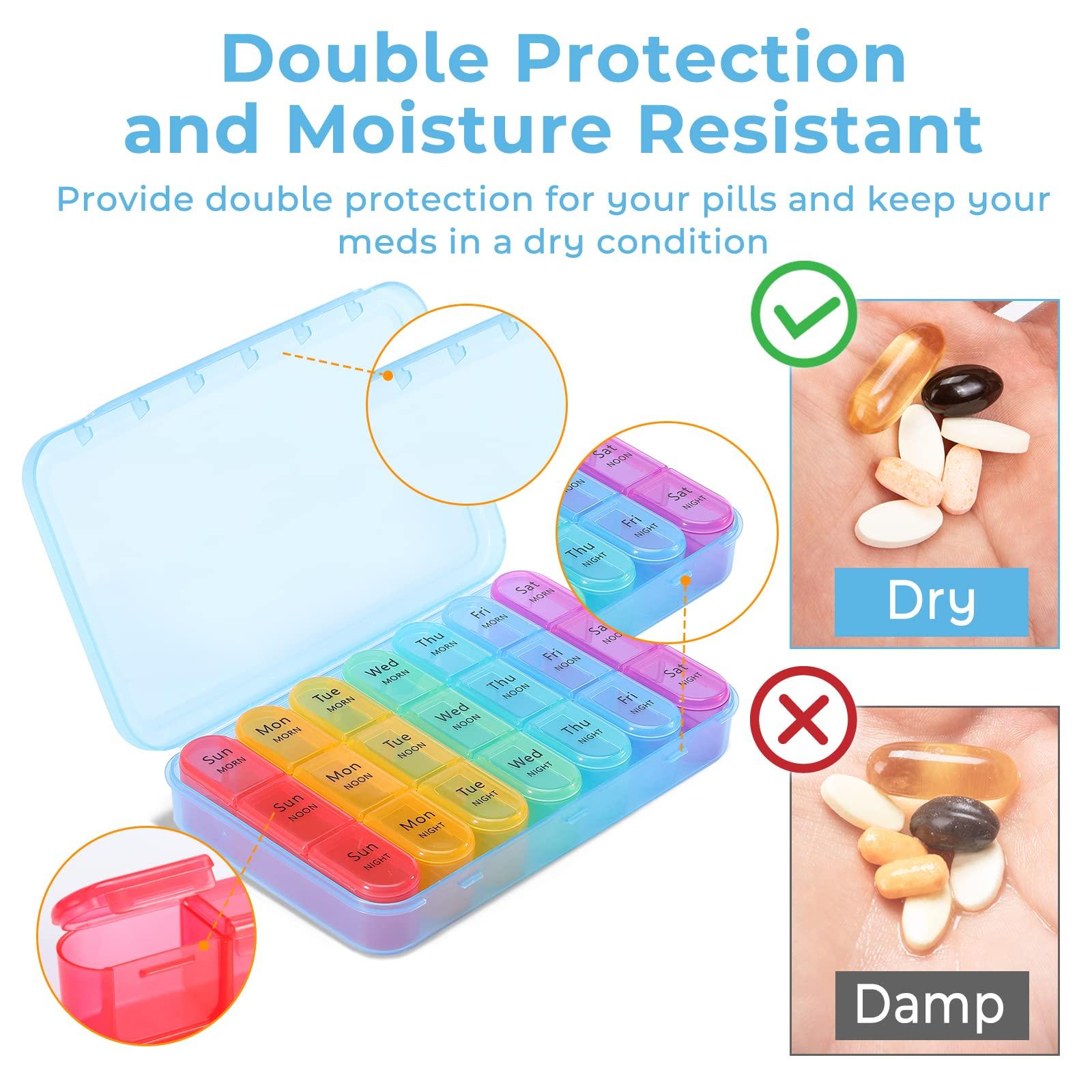 Daviky Pill Organizer Travel, Weekly Pill Organizer 3 Times a Day, Pill Box 7 Day, Pill Cases Organizers 7 Day, Daily Pill Box Organizer, Medicine Organizer to Hold Vitamins and Medication (Blue) - Image 7