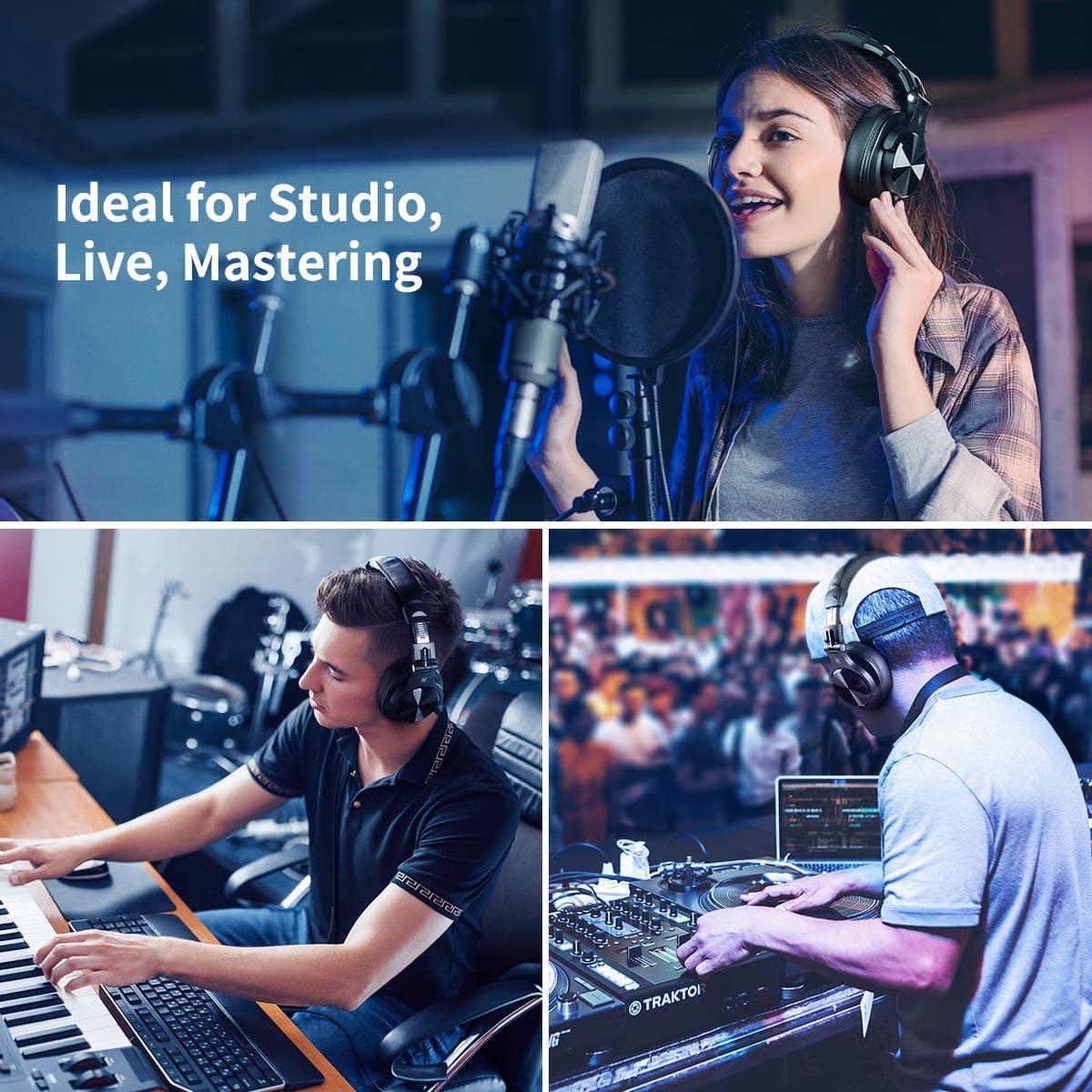 OneOdio A71 Hi-Res Studio Recording Headphones - Wired Over Ear Headphones with SharePort, Monitoring Mixing Foldable Headset with Stereo Sound, 3.5/6.35MM Jack for PC Computer DJ Guitar-Black - Image 6
