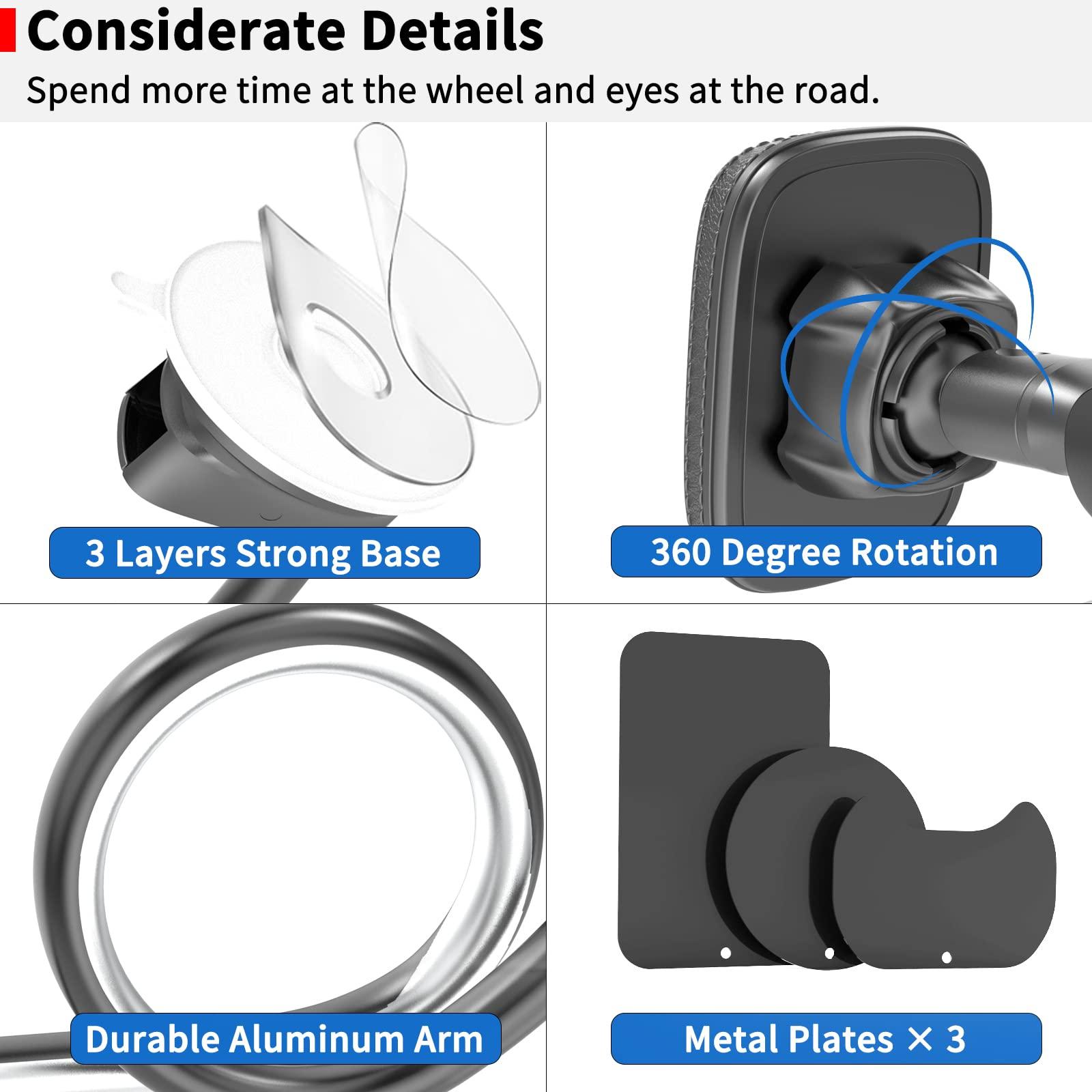 APPS2Car Magnetic Car Phone Holder Mount [Flexible Long Arm] Anti-Shake Windshield Phone Mount [6 Strong Magnets] Cell Phone Holder for Car [Case Friendly] Compatible with iPhone Smartphones Tablets - Image 6