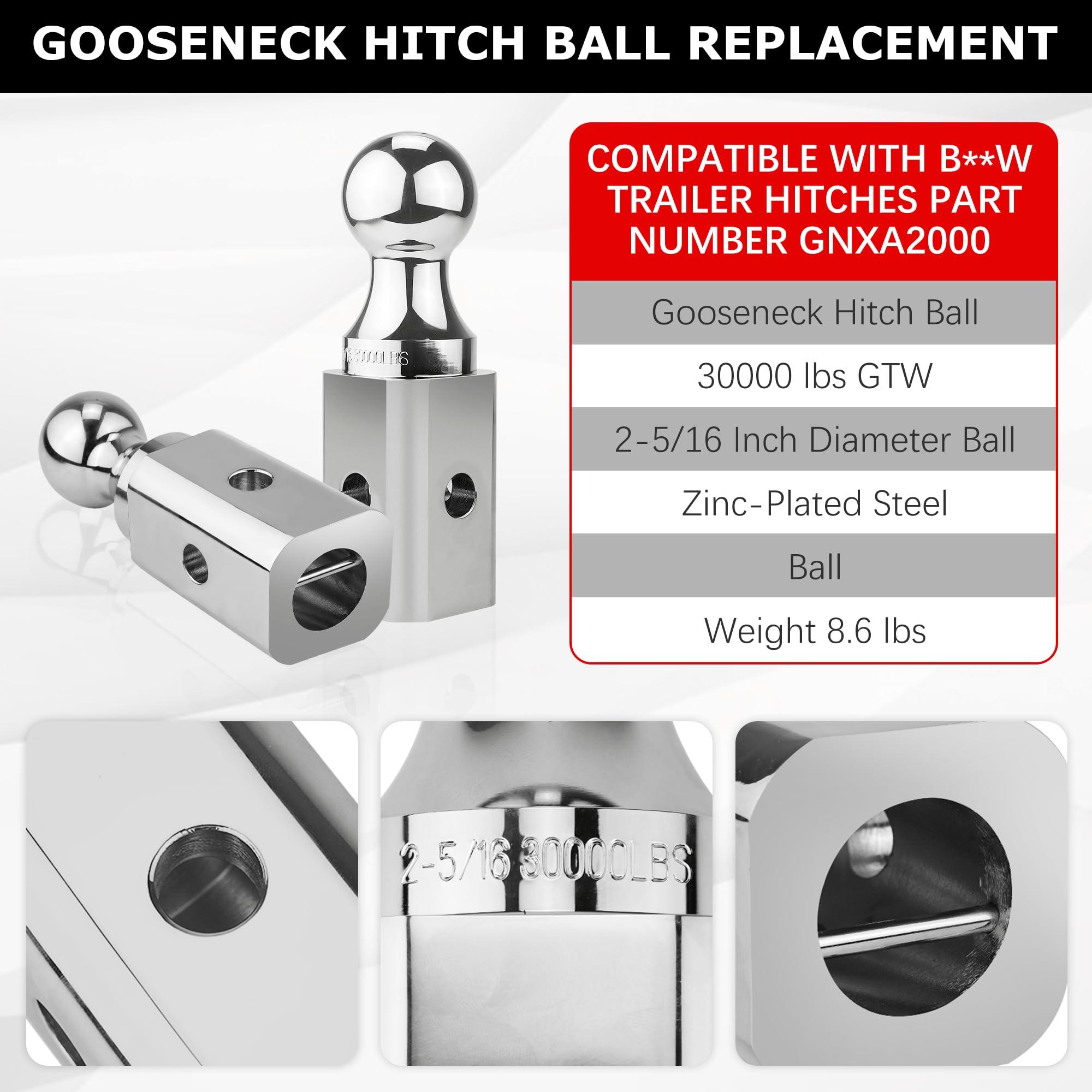 Gooseneck Ball Hitch GNXA2000 2-5/16" Replacement Compatible with B-W Trailer Hitches Part Number GNXA2000 Gooseneck Tow Hitch Ball,Trailer Hitches GNXA2000-30,100lbs Load Capacity Fetechmate - Image 4