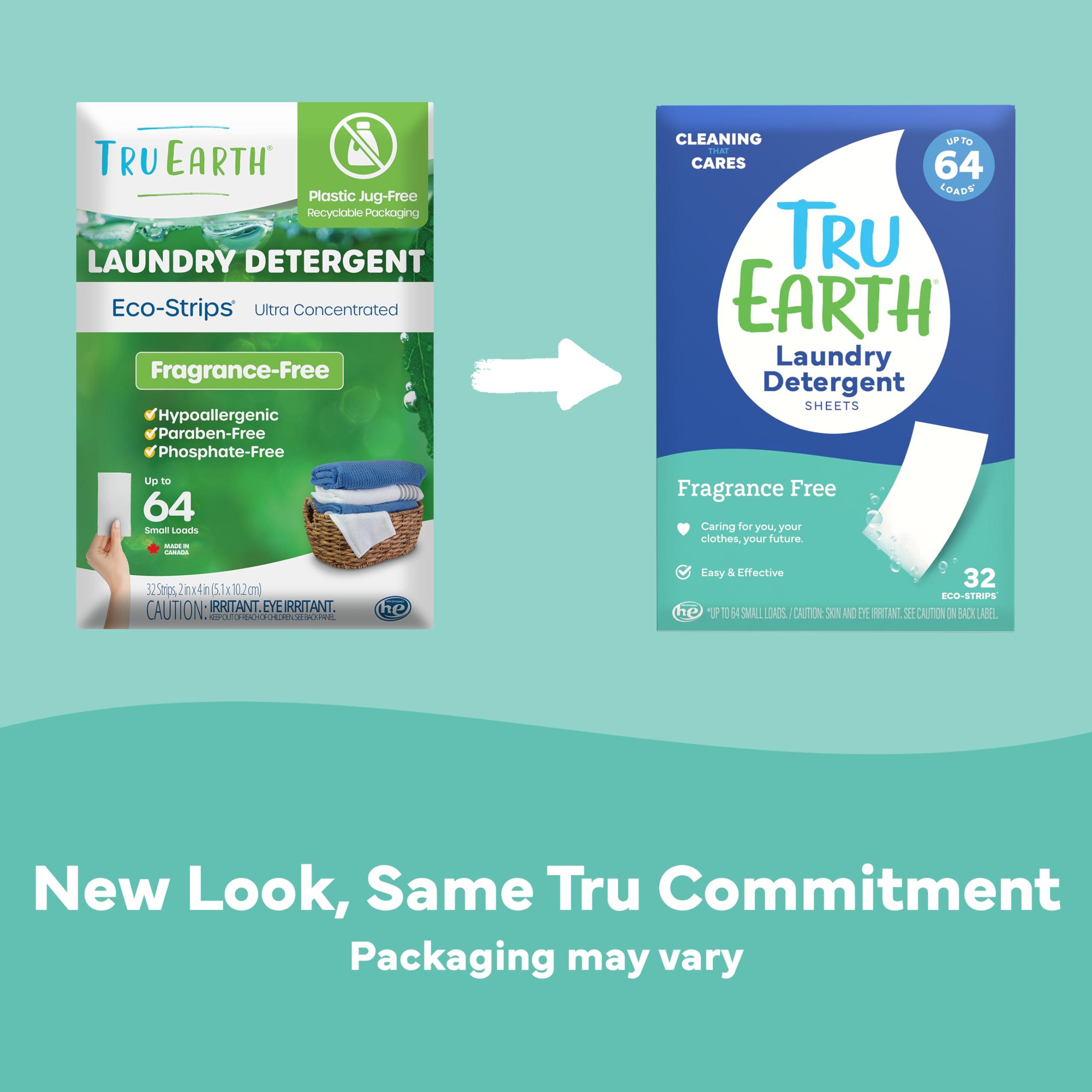 Tru Earth Hypoallergenic, Eco-friendly & Biodegradable Plastic-Free Laundry Detergent Sheets/Eco-Strips for Sensitive Skin, 32 Count (Up to 64 Loads), Fragrance-Free - Image 2