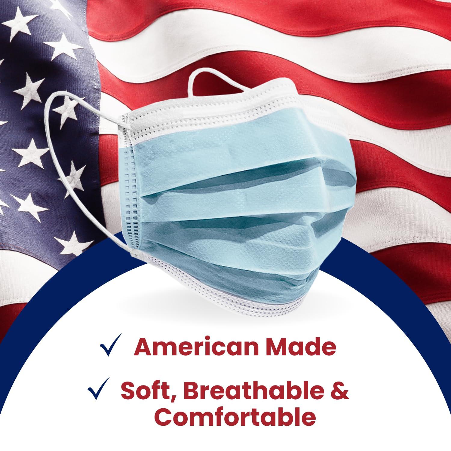 MAGICARE Made in USA Masks - Blue Disposable Face Masks - Medical Grade (ASTM Level 1) - Premium 3 Ply Face Masks Disposable - Comfortable, Soft, Breathable Face Mask for Adults - 50ct Box - Image 2