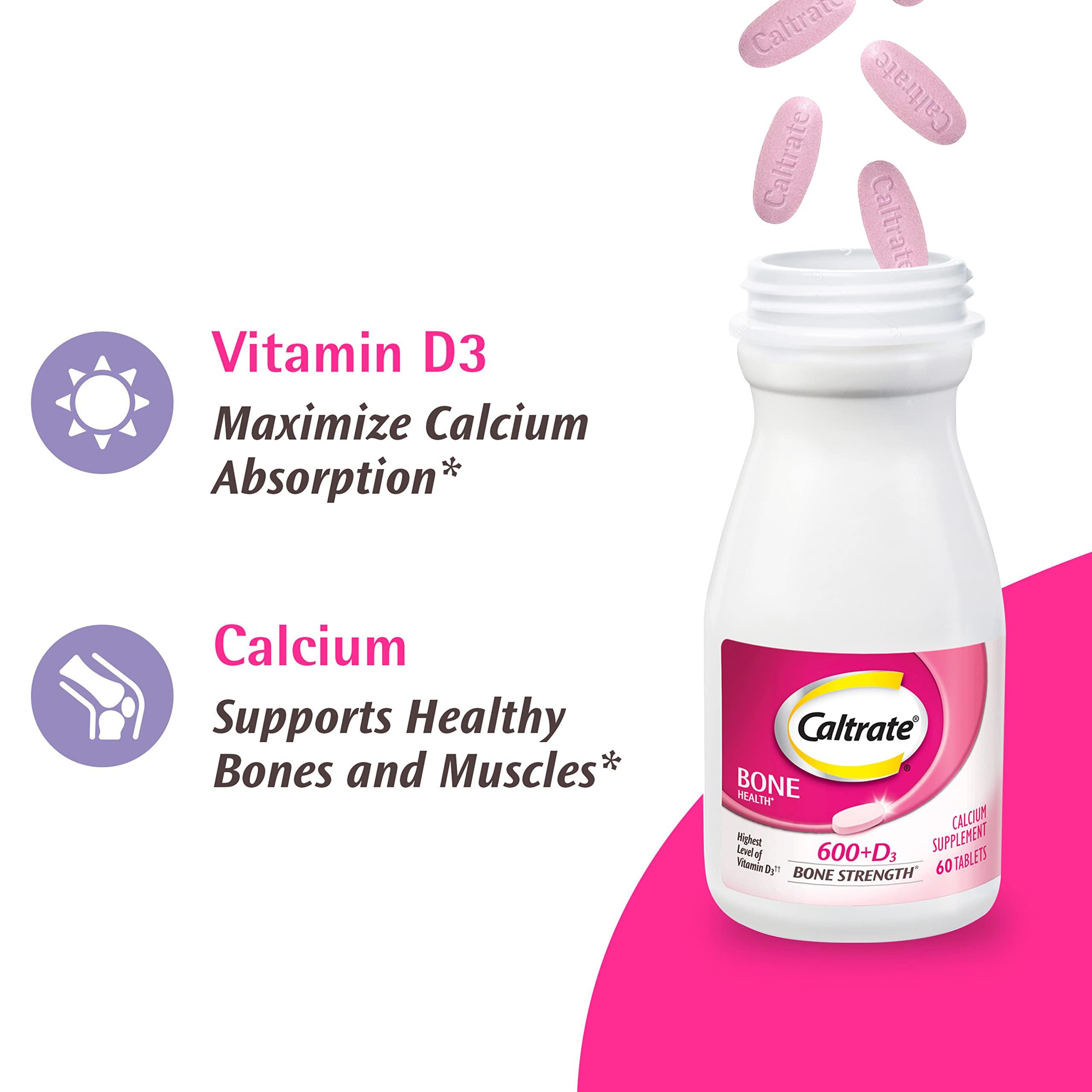 Caltrate 600 Plus D3 Calcium and Vitamin D Supplement Tablets, Bone Health Supplements for Adults - 200 Count - Image 6
