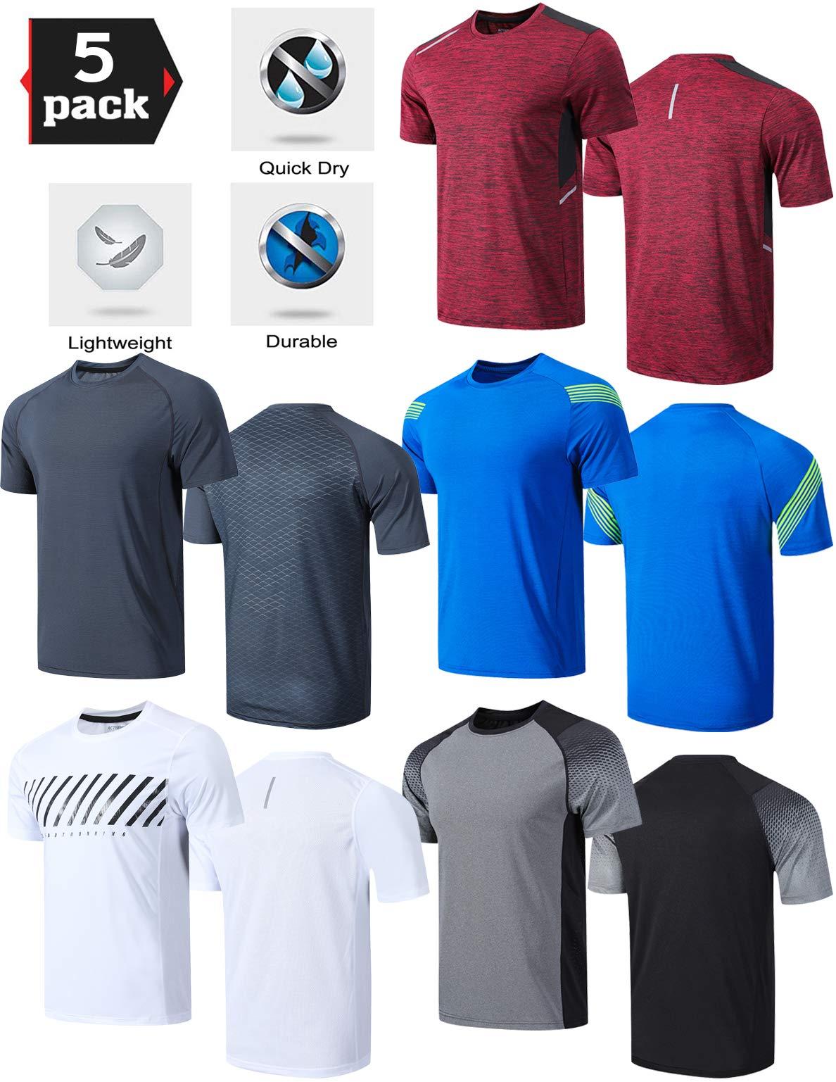 5 Pack Men’s Active Quick Dry Crew Neck T Shirts | Athletic Running Gym Workout Short Sleeve Tee Tops Bulk - Image 6