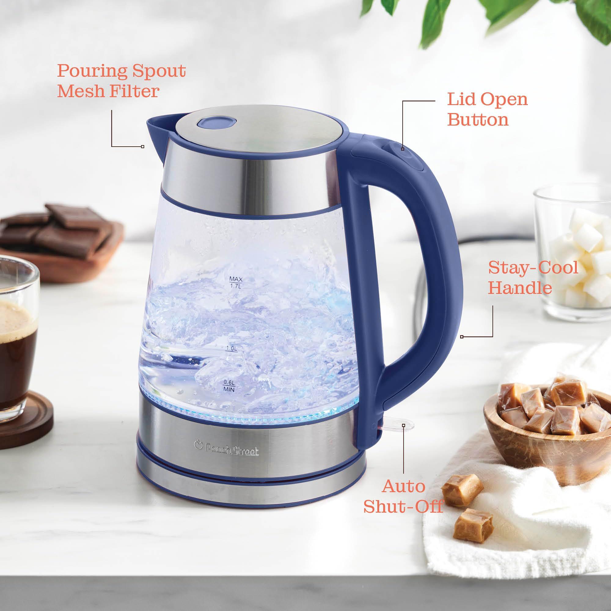 Speed-Boil Water Electric Kettle, 1.7L 1500W, Coffee & Tea Kettle Borosilicate Glass, Wide Opening, Auto Shut-Off, Cool Touch Handle, LED Light. 360° Rotation, Boil Dry Protection - Image 6