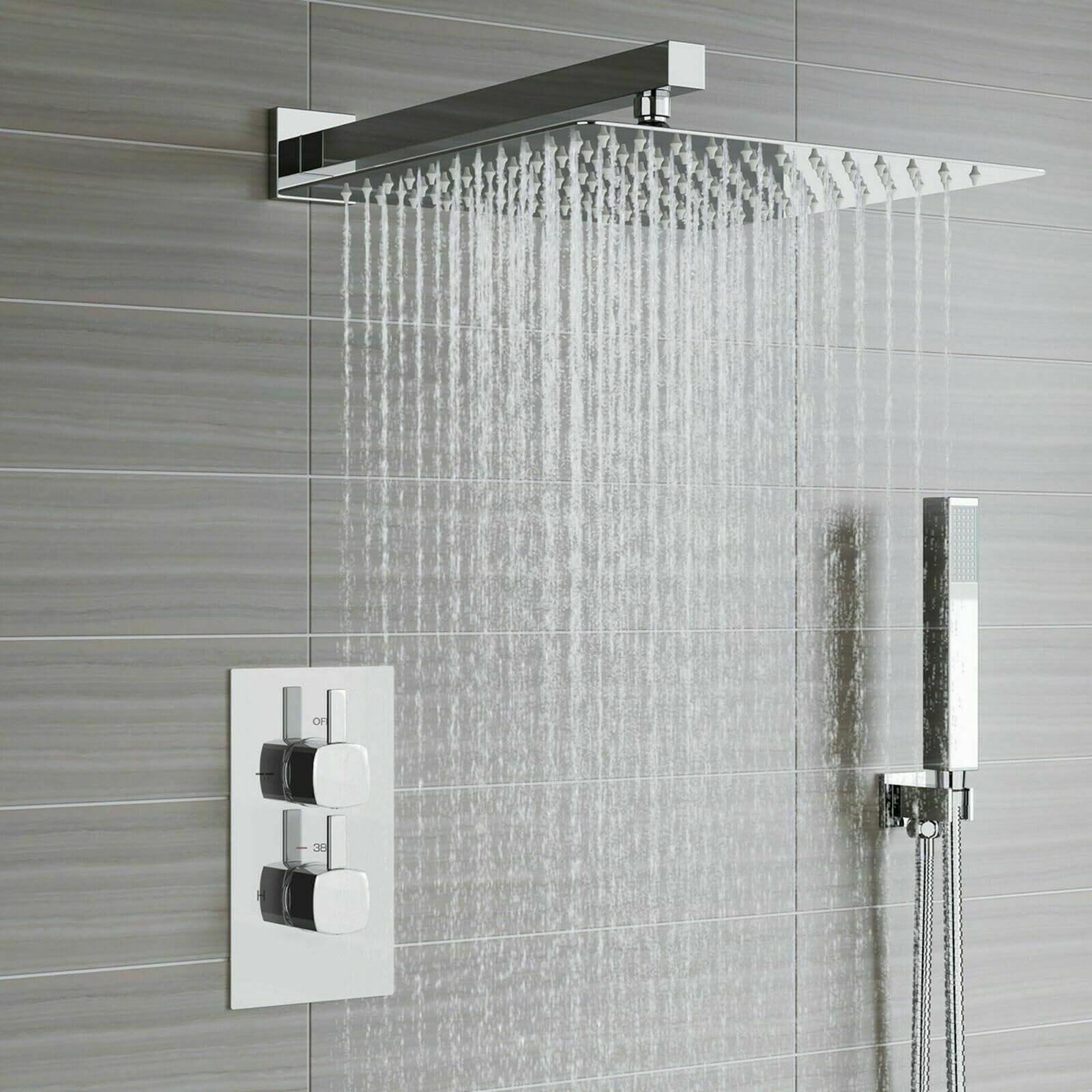 Voolan All Metal Shower Head with Extension Arm, Stainless Steel Waterfall Rainfall Showerheads, High Flow Bathroom Square Rain Shower Head (10’’ Shower Head with 16’’ Shower Arm, Brushed Nickel) - Image 8