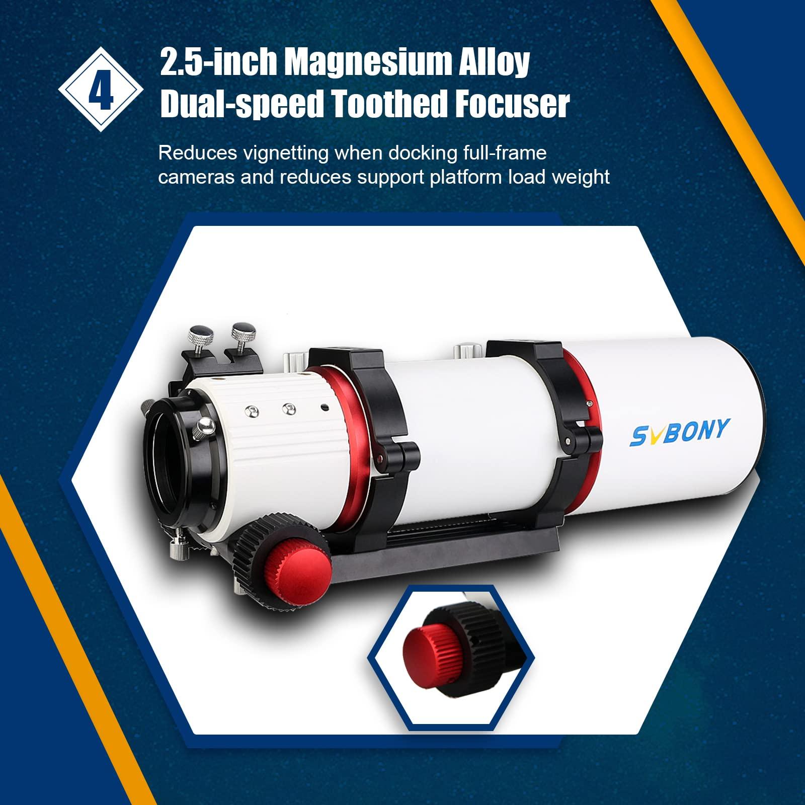 SVBONY SV550 APO Triplet Refractor, 80mm F6 OTA with Micro-Reduction Rap Focuser, Portable Telescope Adults for Deep Sky Astrophotography and Visual - Image 5