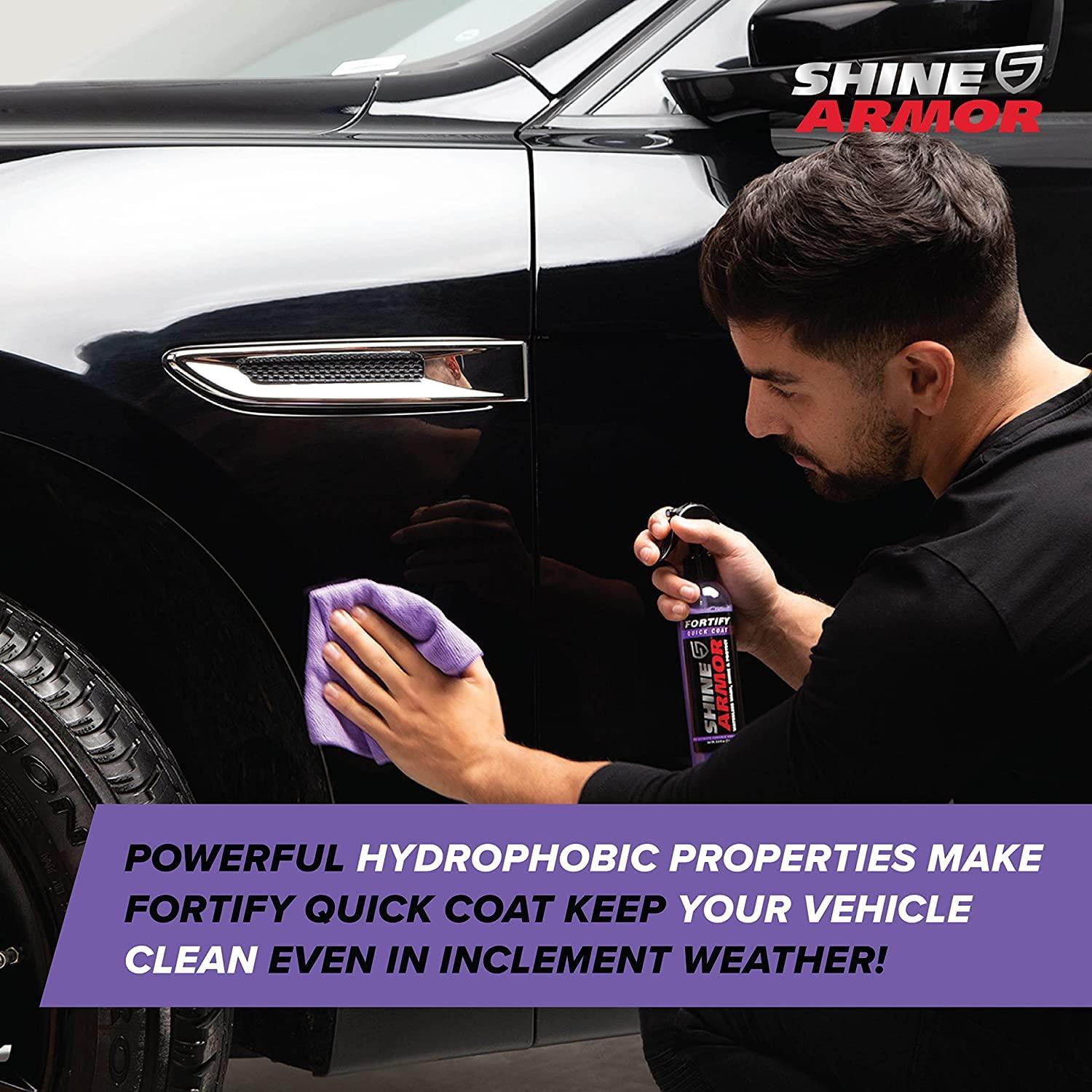 Car Wax Spray and Ceramic Coating for Cars - 3 in One Waterless Car Wash and Detailing for Maximum Shine - High Gloss Top Coat, Protective Auto Wax - 16FlOz by Shine Armor - Image 6
