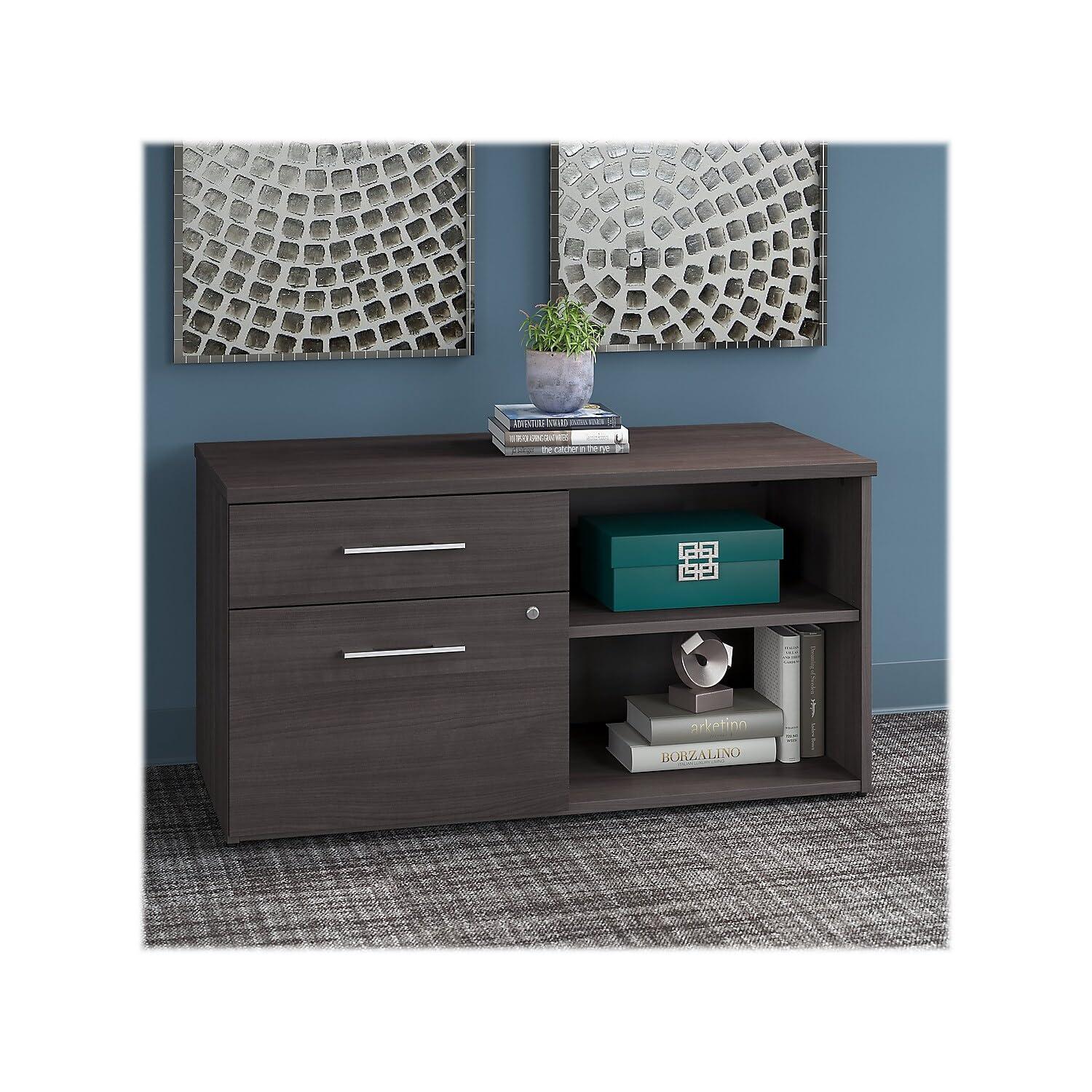 Bush Business Furniture Office 500 Low Storage Cabinet with Drawers and Shelves in Storm Gray - Image 2