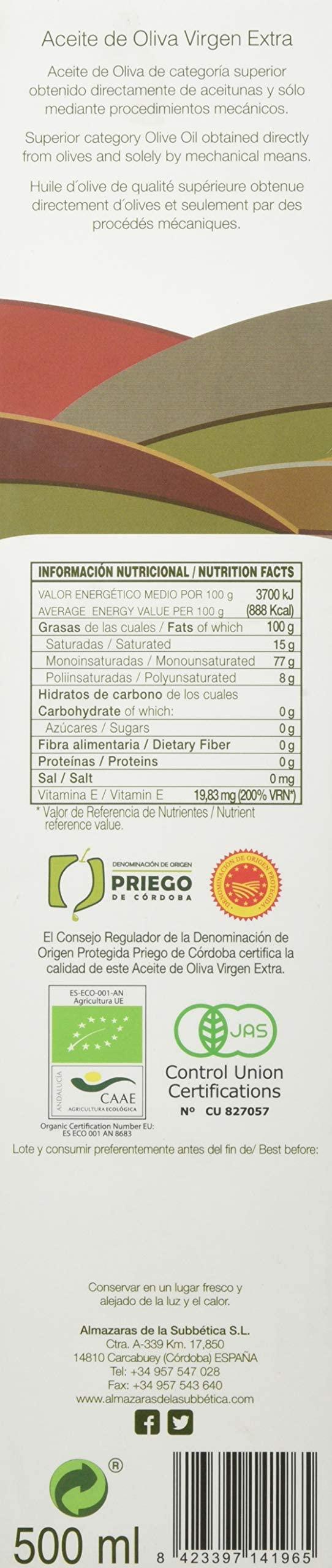 Rincon De La Subbetica- Award Winning, Organic Cold Pressed EVOO Extra Virgin Olive Oil, 16.9-Ounce Glass Bottle - Image 3