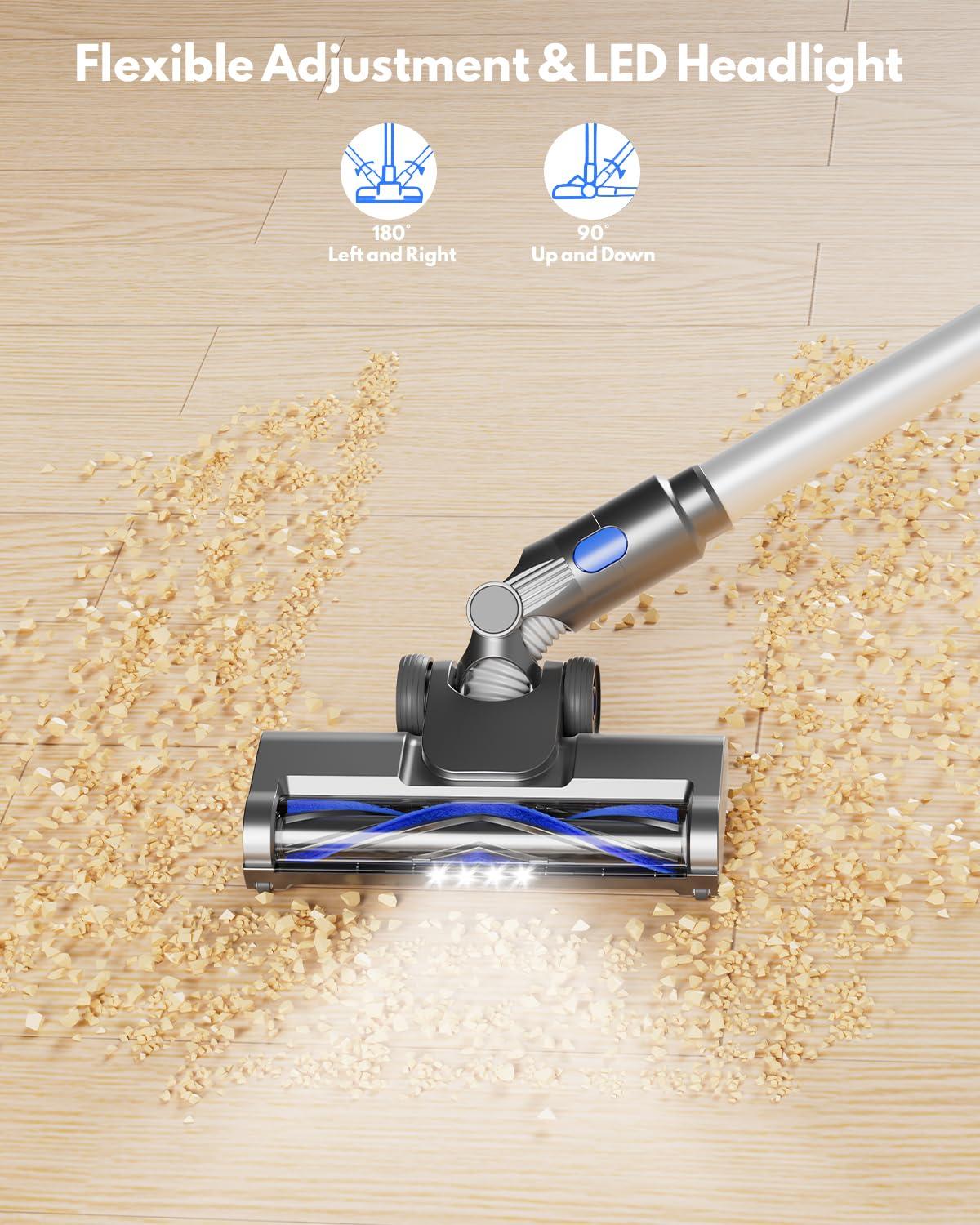 AIRDIYA Cordless Vacuum Cleaner, Power Suction Stick Vacuum Cleaners with 2200 mAh Battery,8-in-1 Lightweight Self-Standing, 35 Mins Runtime for Home Hard Floor Low-Pile Carpet Pet Hair - Image 8
