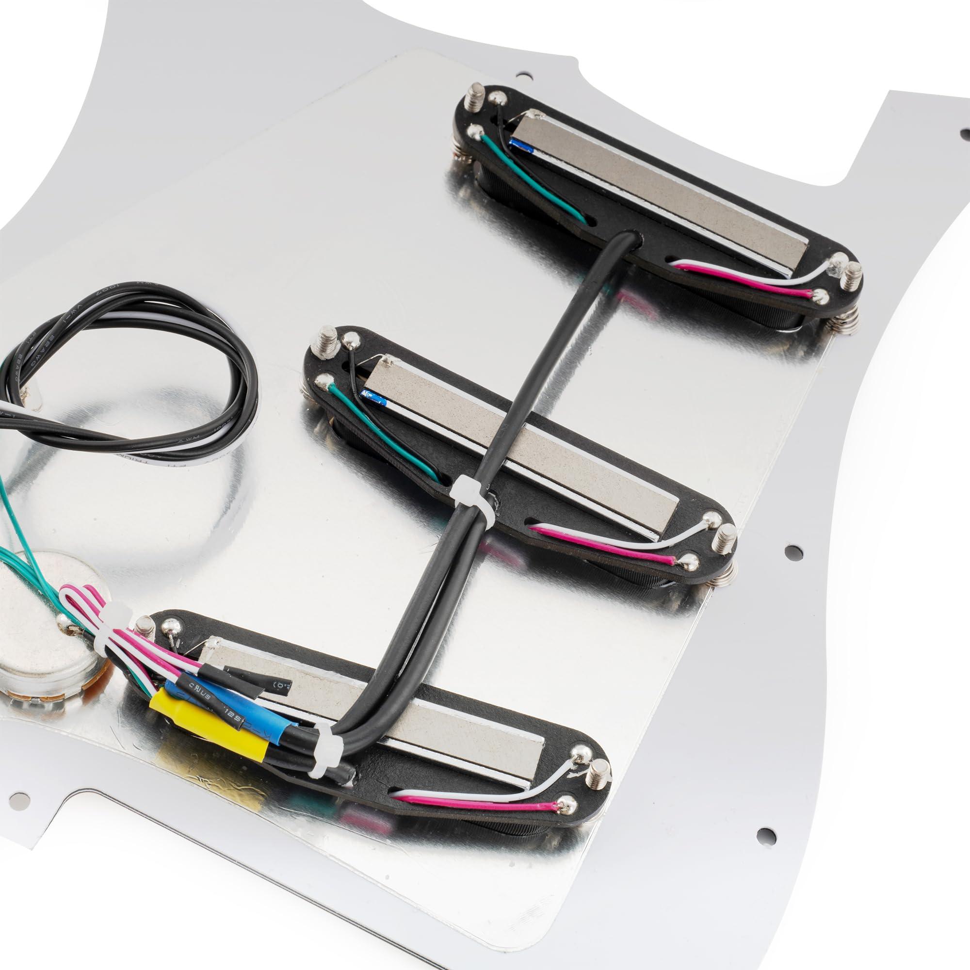 Musiclily Pro-SE ST-DPHA Pre-wired SSS Pickguard with Alnico 5 Mini Rail Humbucker for Strat Style Electric Guitar, 4Ply Tortoise Shell - Image 8