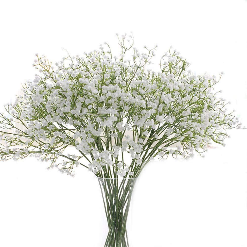 Gumolutin 9 Pack Real Touch Artificial Baby's Breath Flowers - 21" Bendable Stems for Wedding Bouquets, Home Centerpieces & Outdoor Decor (Waterproof, Dustproof, White)
