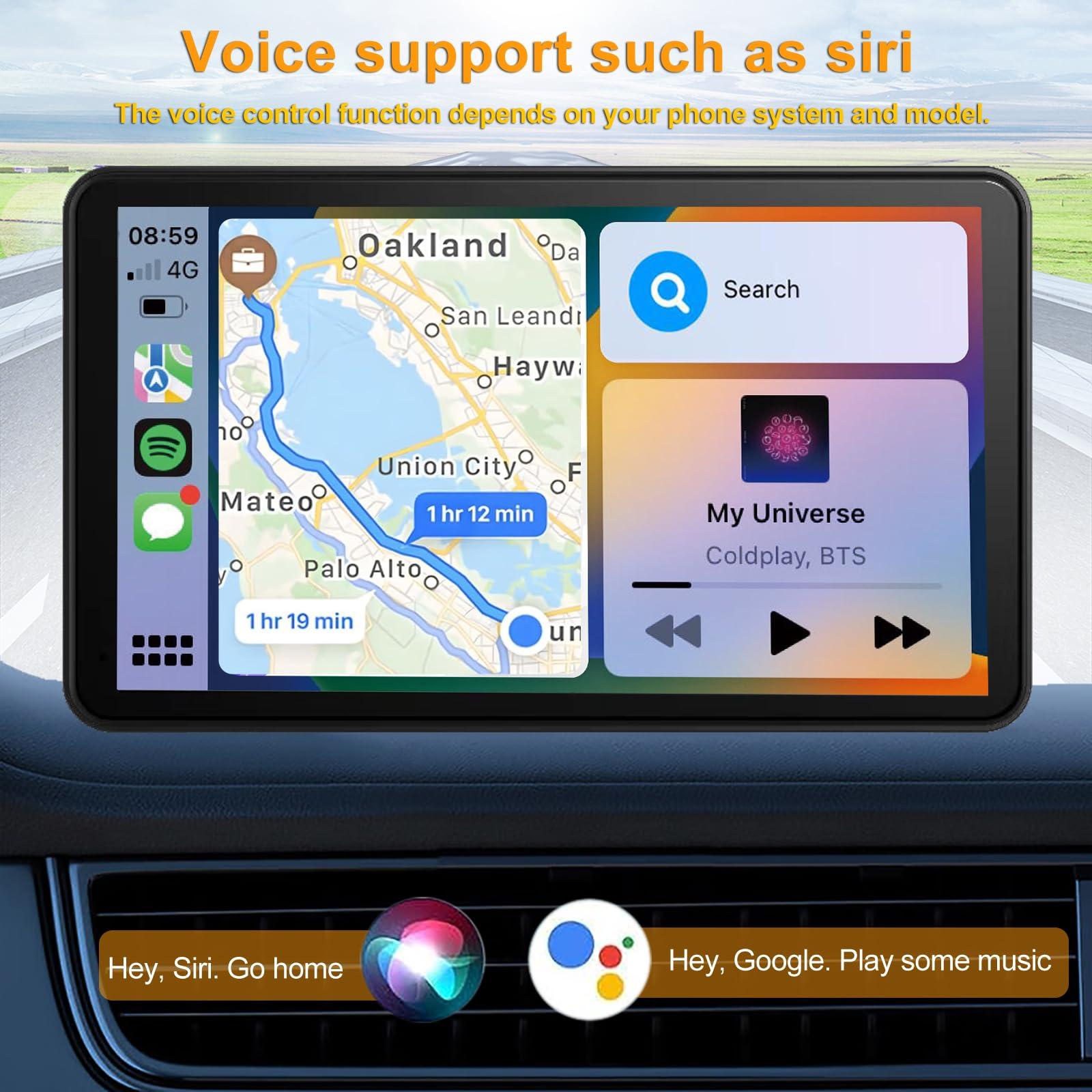 Portable Apple Carplay Screen for Car, Wireless Android Auto Stereo, Easy Install 7 Inch IPS Touch Screen Car Play Adapter, GPS Navigation, Airplay Audio Receivers Bluetooth, Mirror Link for All Cars - Image 6