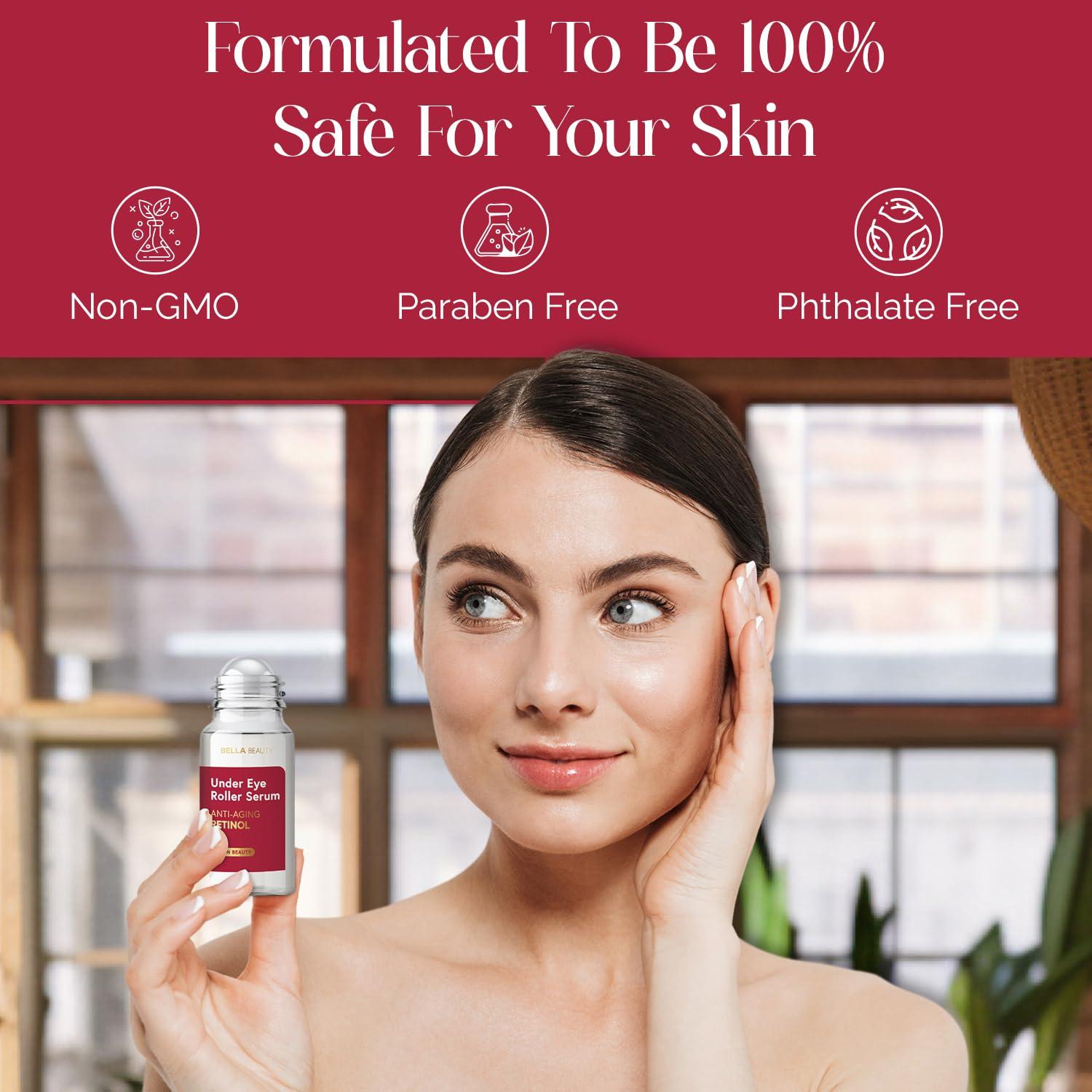 Bella Beauty Eye Roller Serum with Retinol & Vitamin B5 - Reduces Dark Circles, Puffiness & Fine Lines - Anti-Aging, Dermatologist Tested, Korean Skin Care for All Skin Types - 1.69 Fl. Oz - Image 5