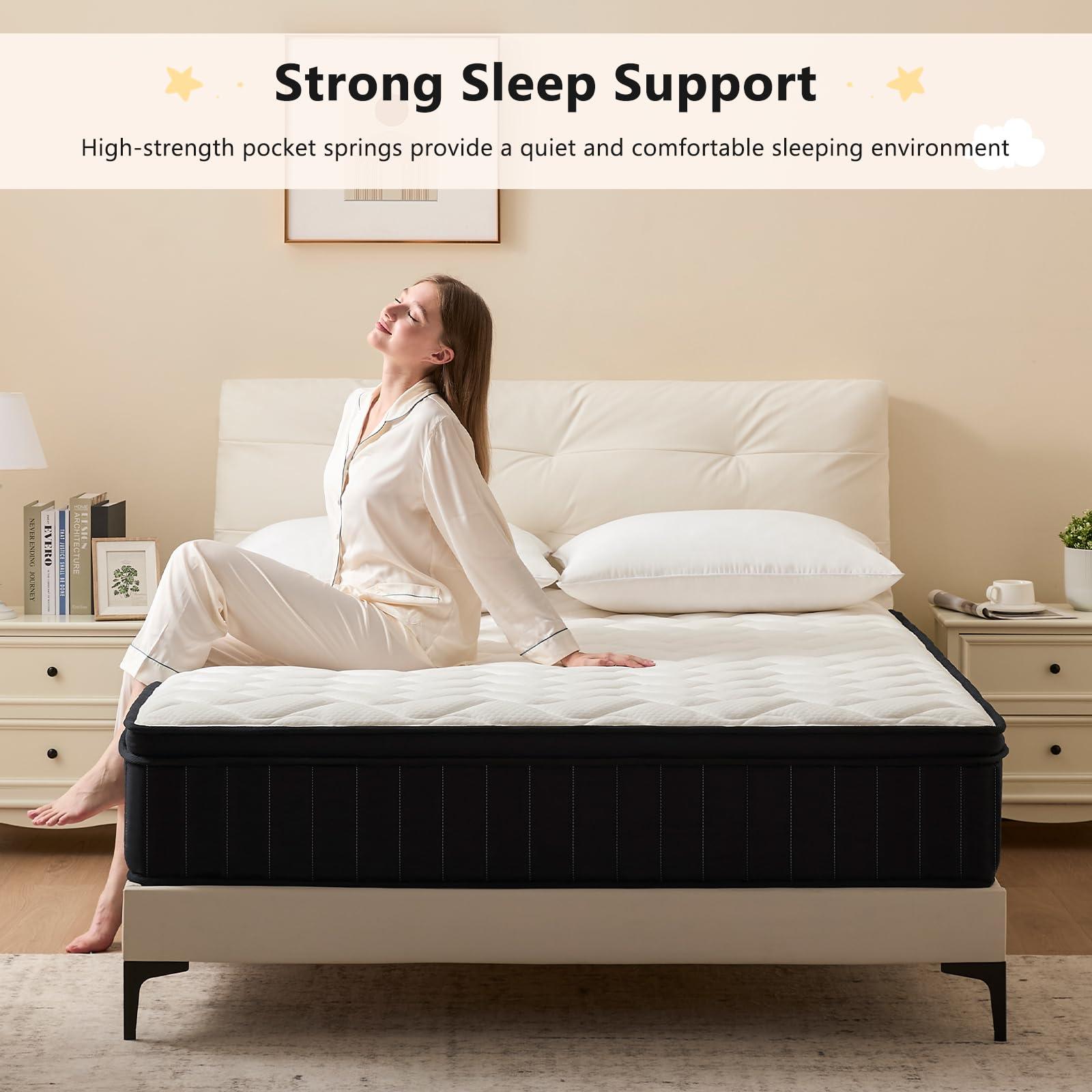 Queen Mattress 12 Inch Hybrid Mattresses with Memory Foam - Mattress in a Box with Individual Pocket Spring - Medium Firm Sleep Support Pressure Relief CertiPUR-US Certified 12 Inch Queen - Image 4