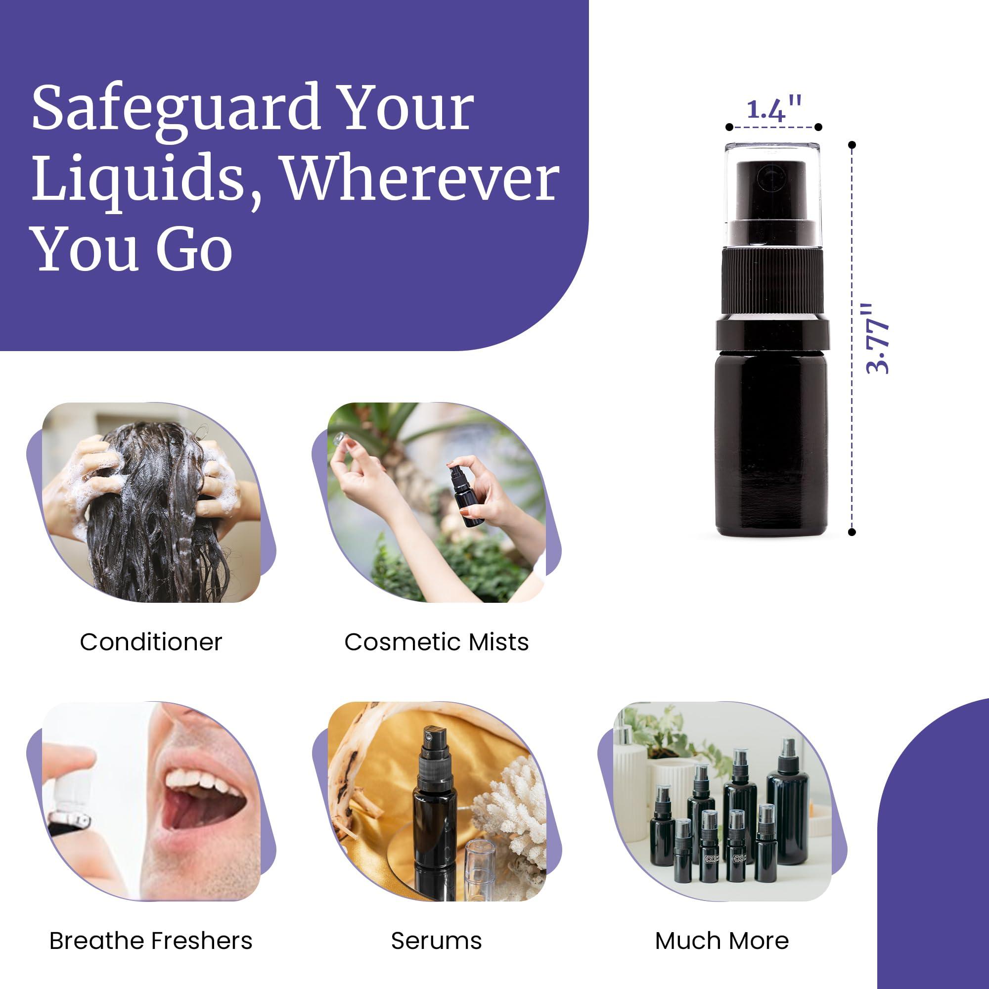Infinity Jars 20 Ml (.67 fl oz) Black Ultraviolet Glass Fine Mist Spray Bottle Cleaning Products Refillable Containers Homemade Perfume Blends Room, Sprays Bath Beauty Hair, Screw Top Bottles 3-Pack - Image 2