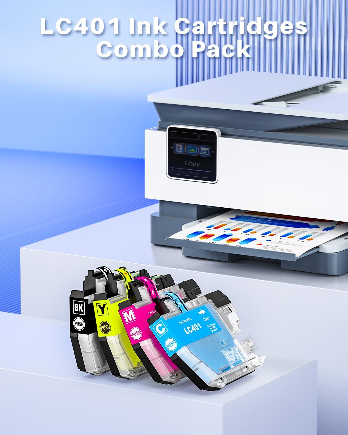 INK4U LC401 LC-401 Ink Cartridges Compatible Replacement for LC401 Ink Cartridges to Use with MFC-J1010DW, MFC-J1012DW, MFC-J1170DW Printer (Black Cyan Magenta Yellow, 4 Pack) - Image 2